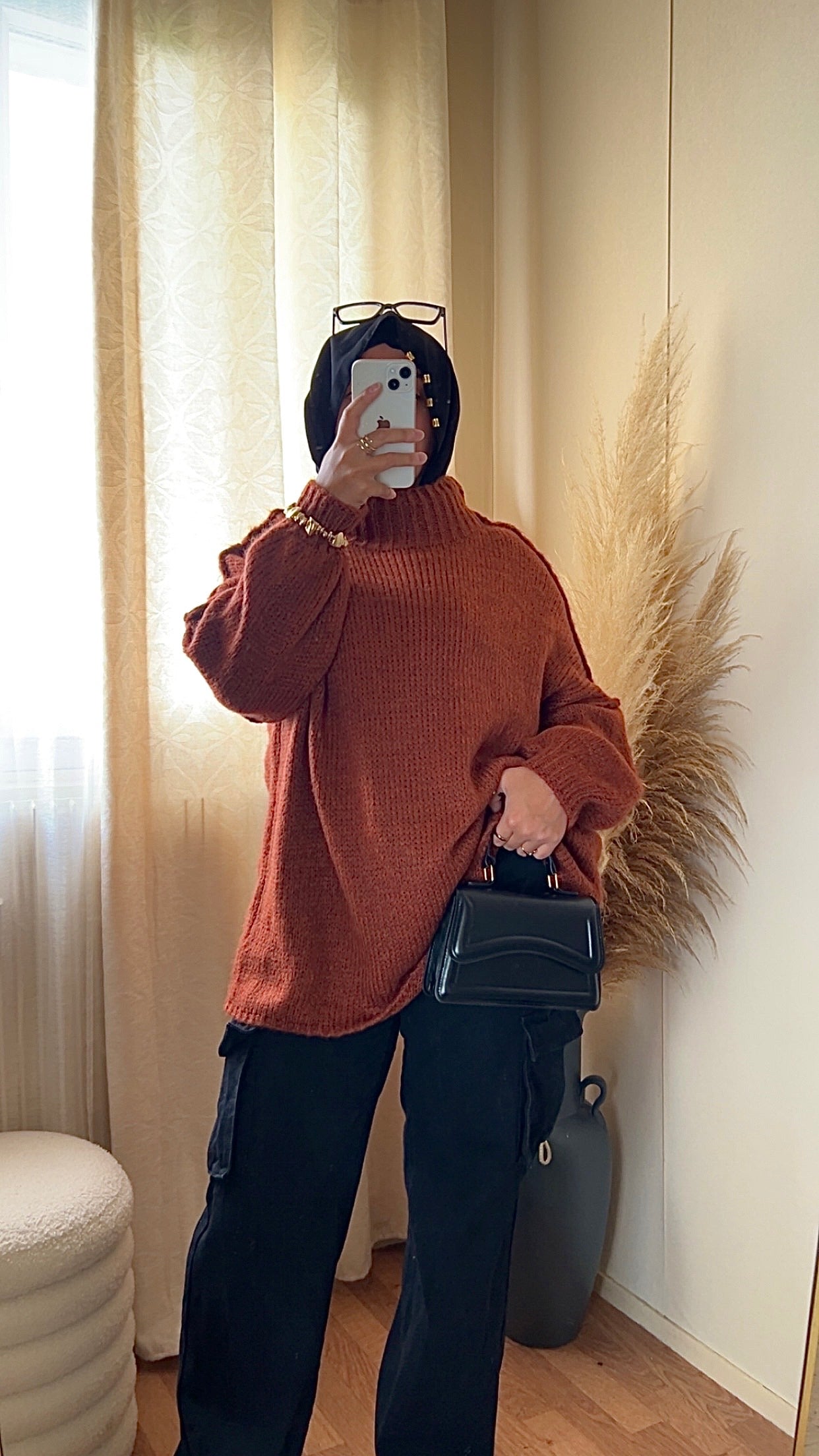 Pull oversize à col montant | Beige clair