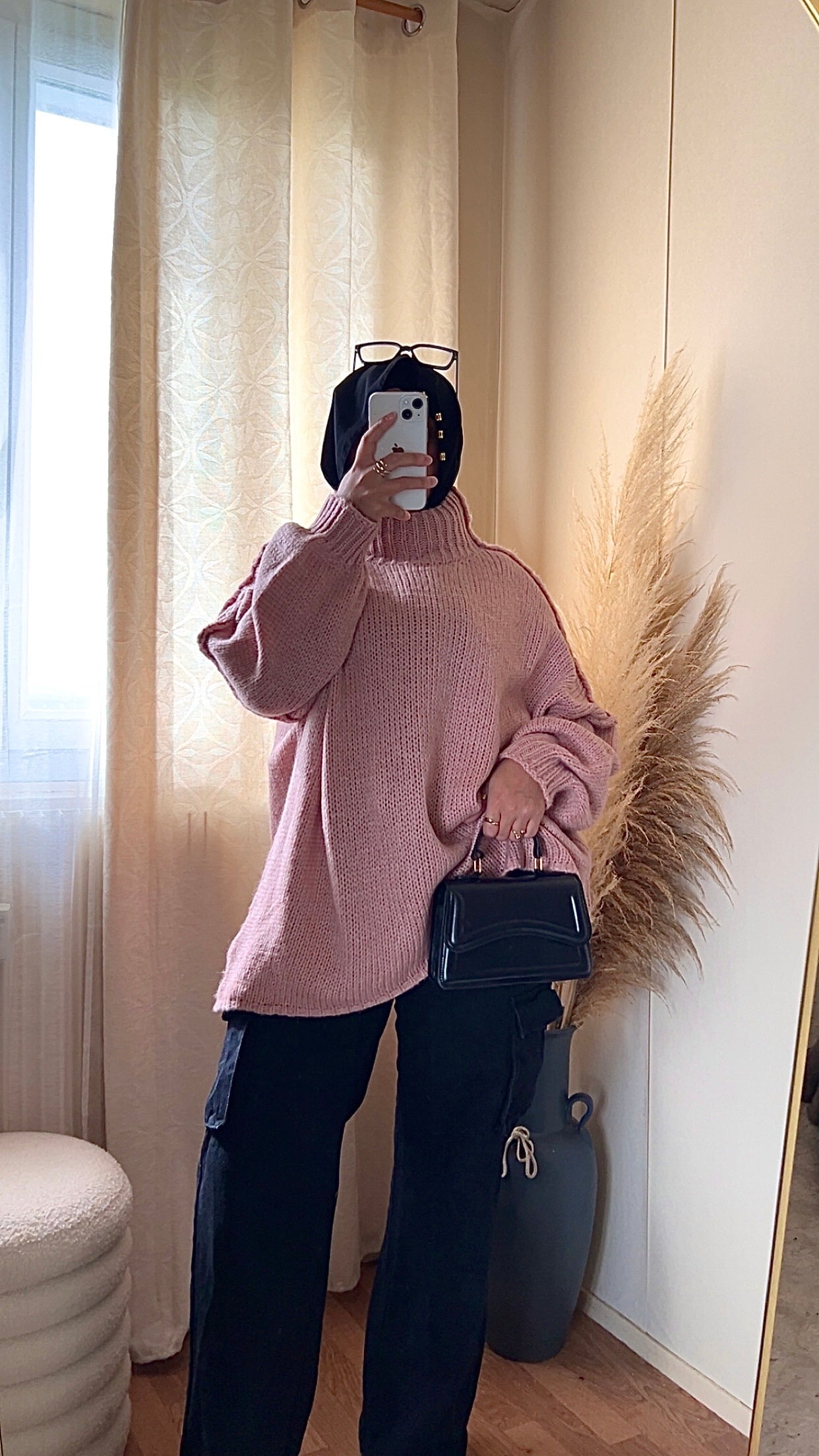 Pull oversize à col montant | Beige clair