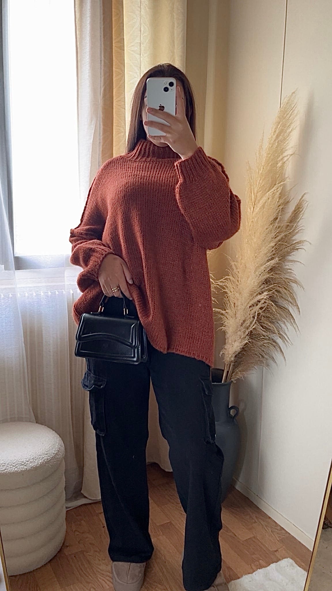 Pull oversize à col montant | Beige clair