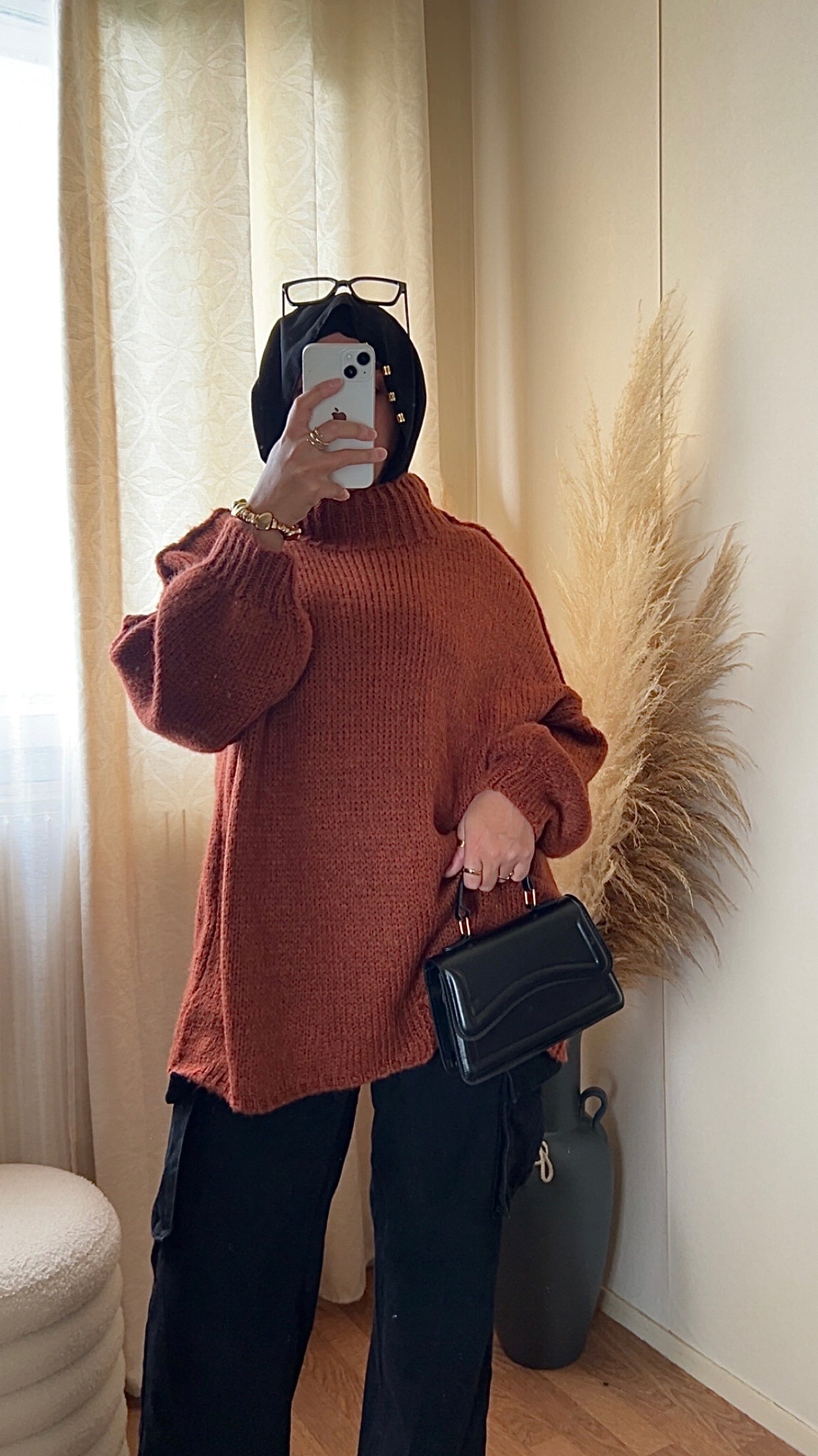 Pull oversize à col montant | Beige clair