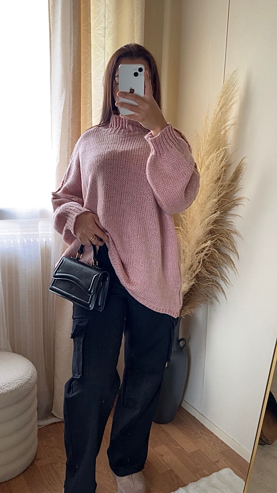 Pull oversize à col montant | Beige clair