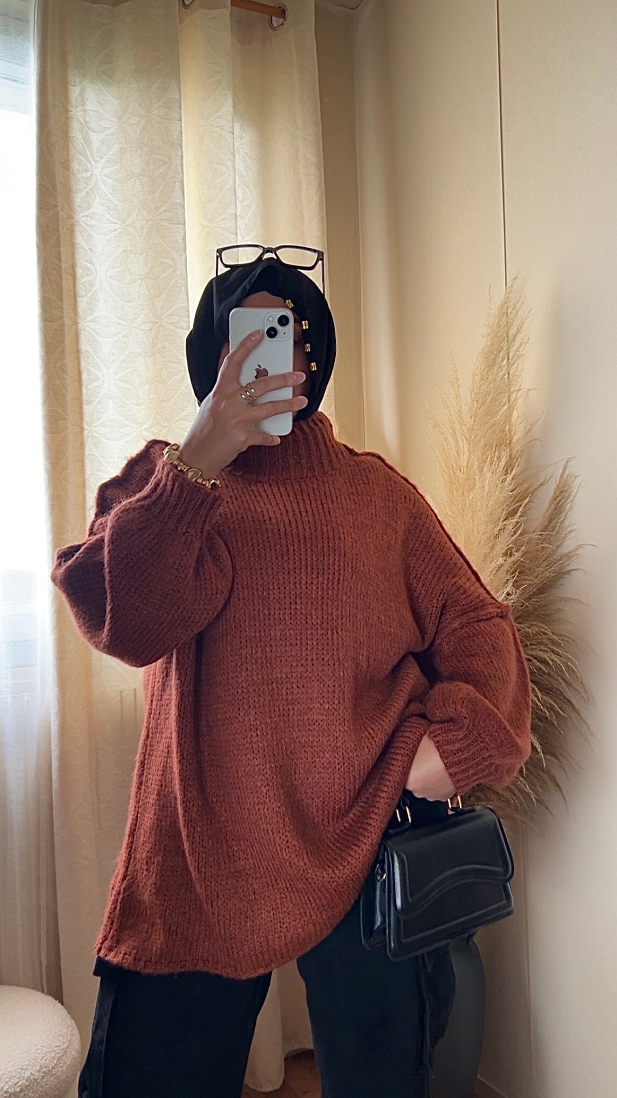 Pull oversize à col montant | Beige clair