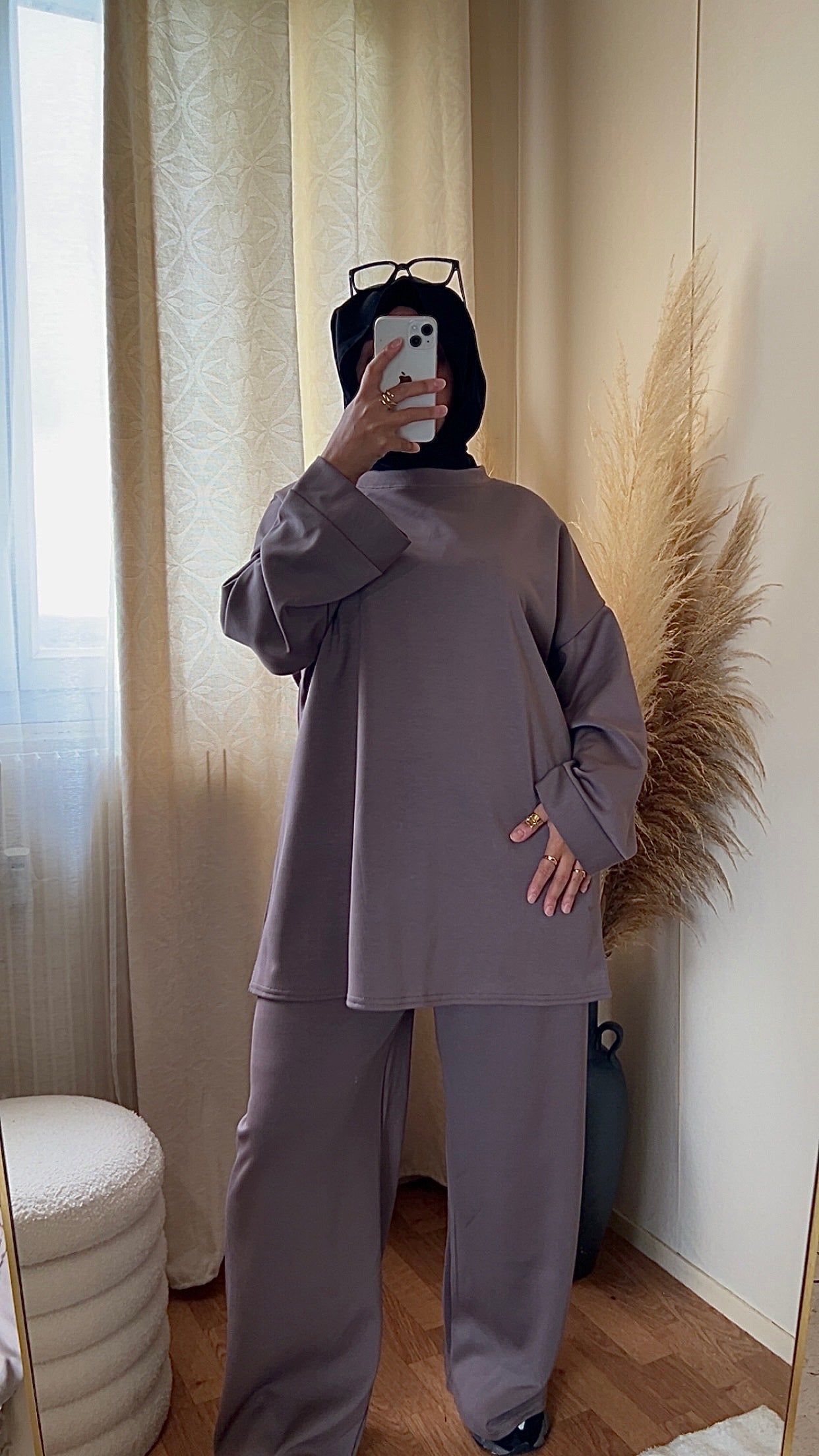 Ensemble casual pantalon & pull | Gris