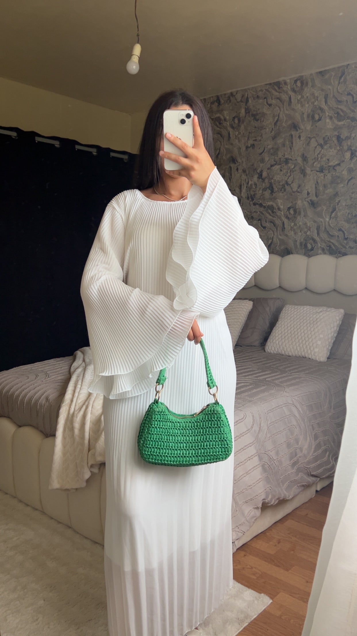 Robe plissée - Modèle Noura | Blanc