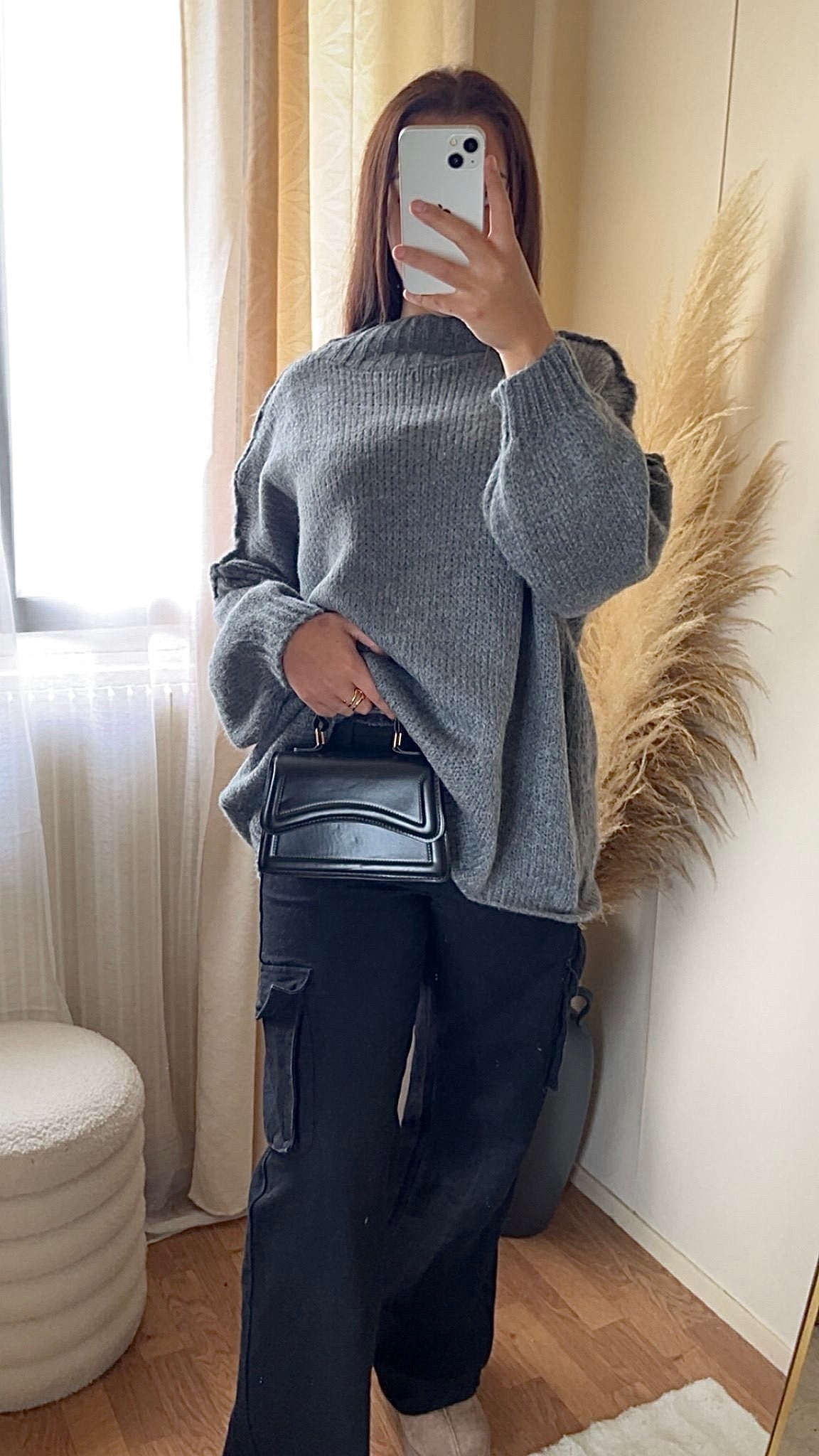Pull oversize à col montant | Beige clair
