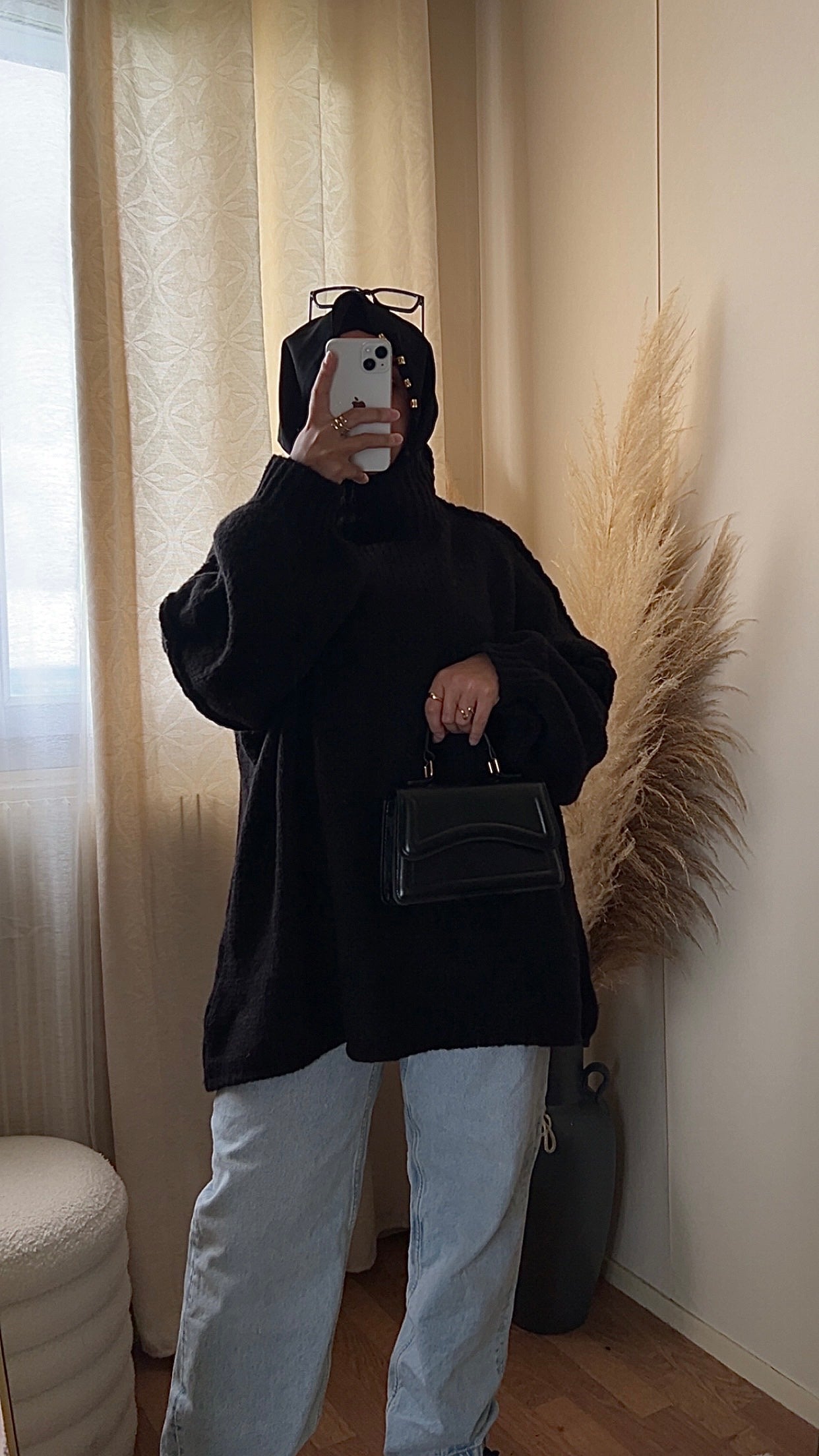 Pull oversize à col montant | Beige clair