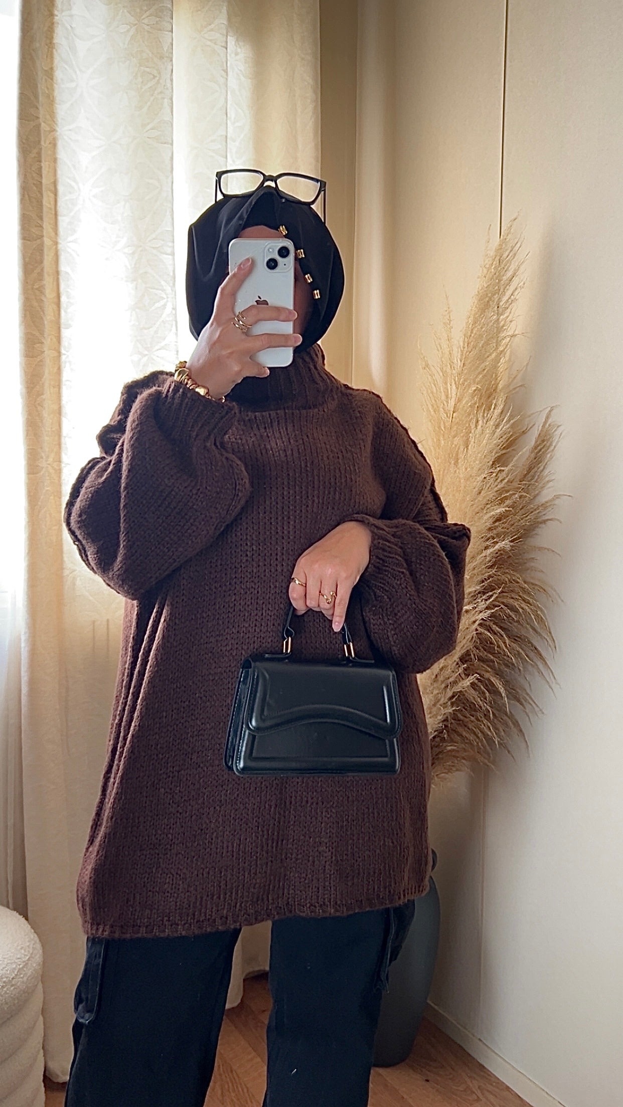 Pull oversize à col montant | Beige clair