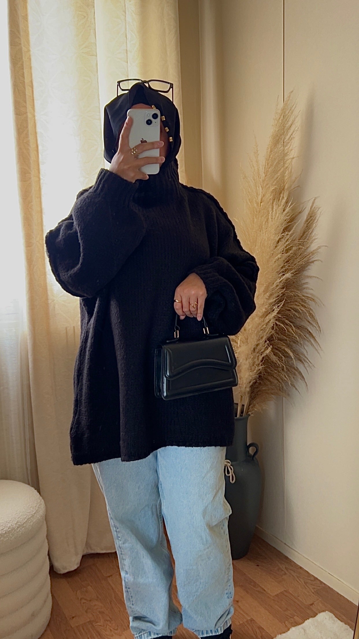 Pull oversize à col montant | Beige clair