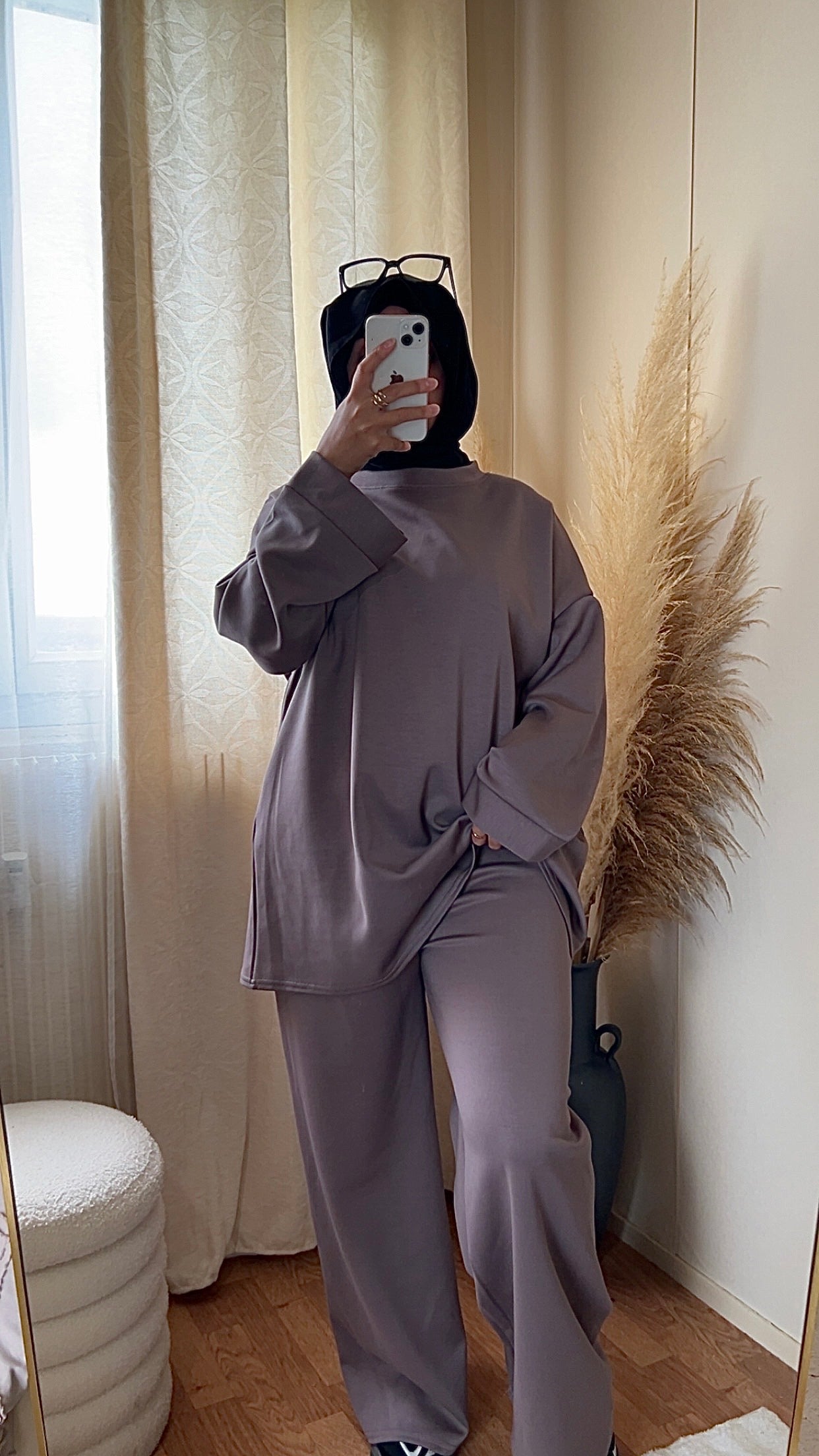 Ensemble casual pantalon & pull | Gris