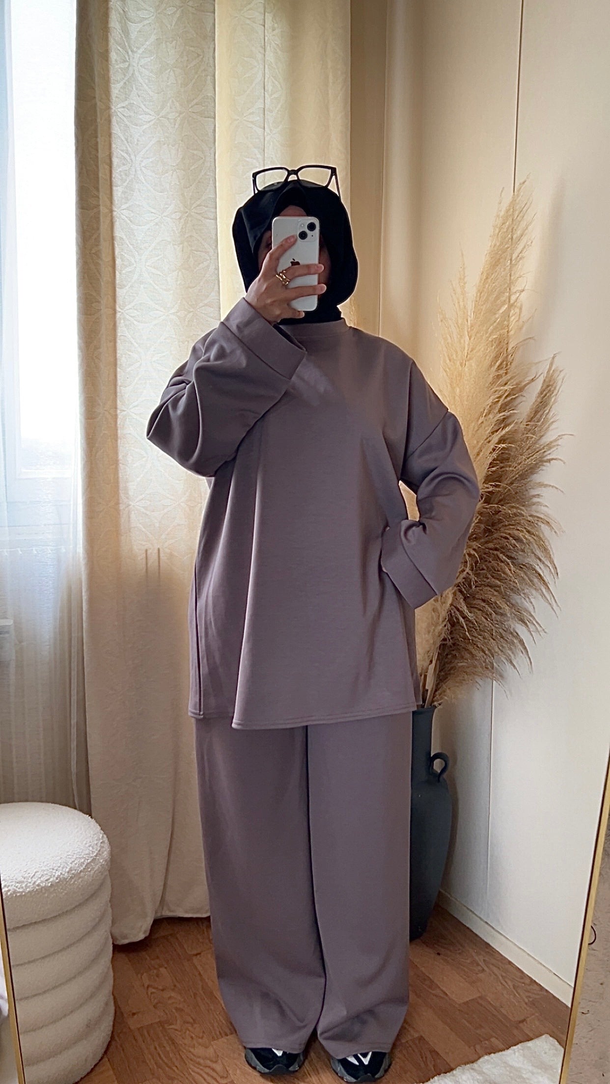 Ensemble casual pantalon & pull | Gris