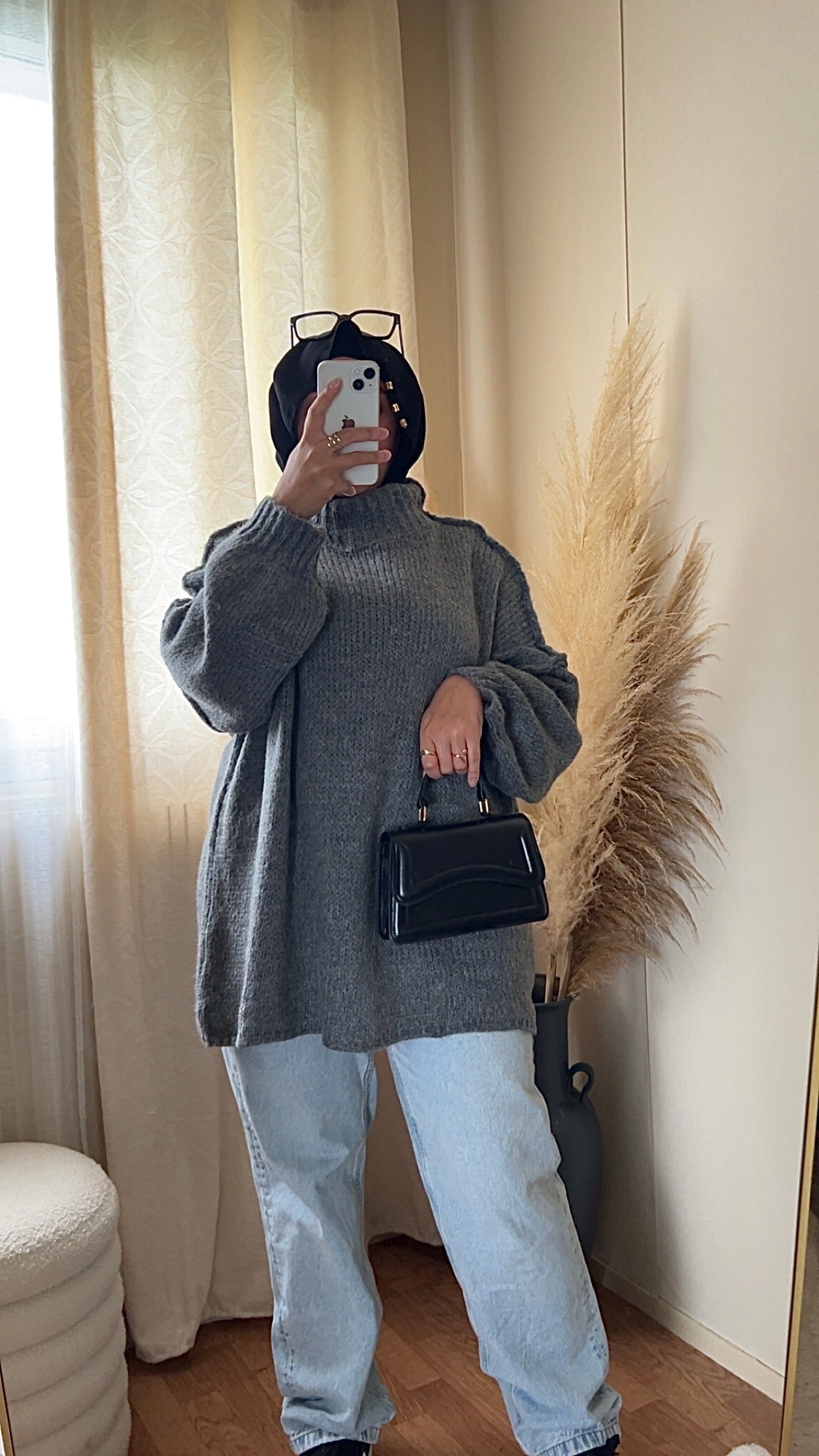 Pull oversize à col montant | Beige clair