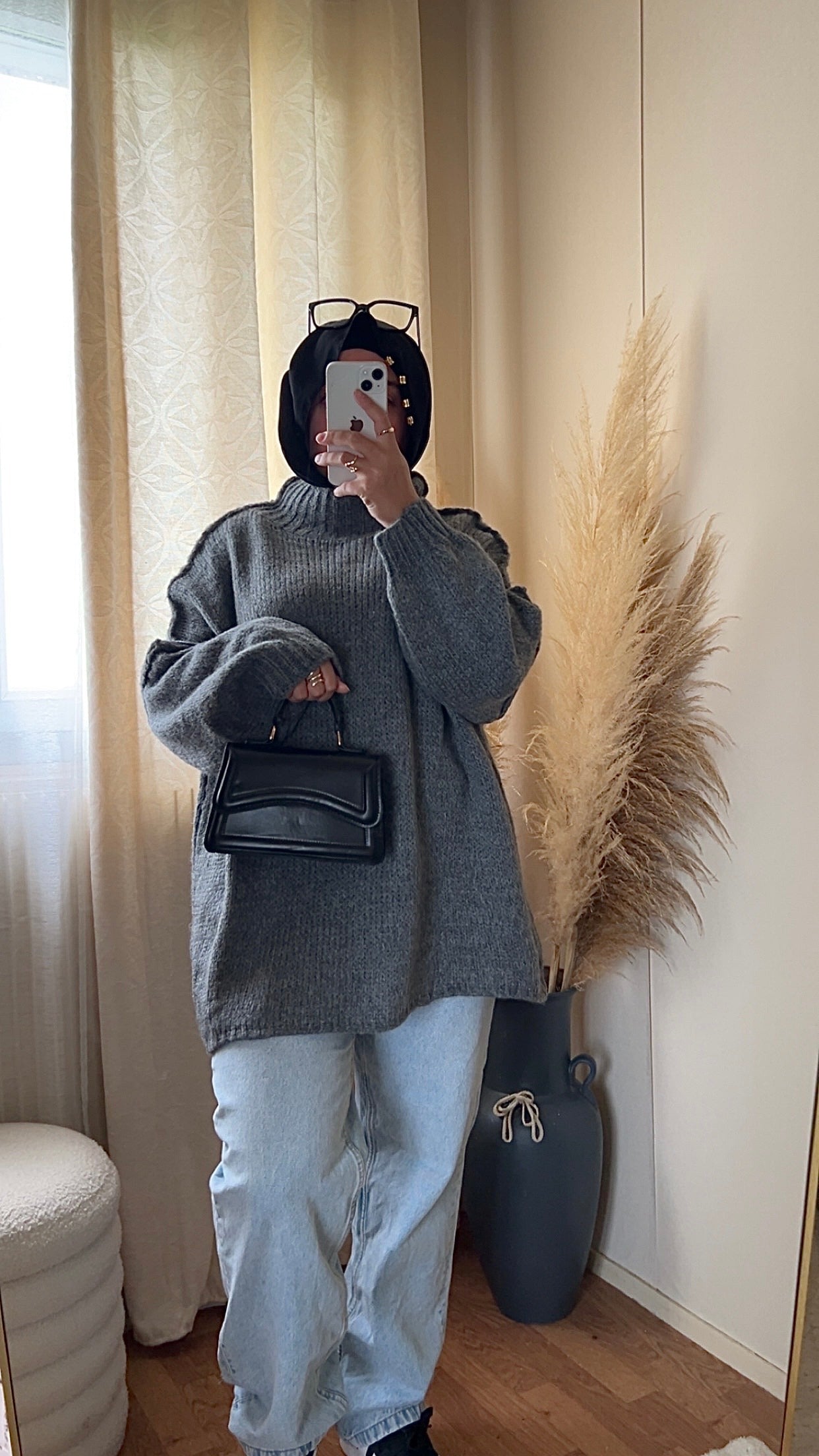 Pull oversize à col montant | Beige clair