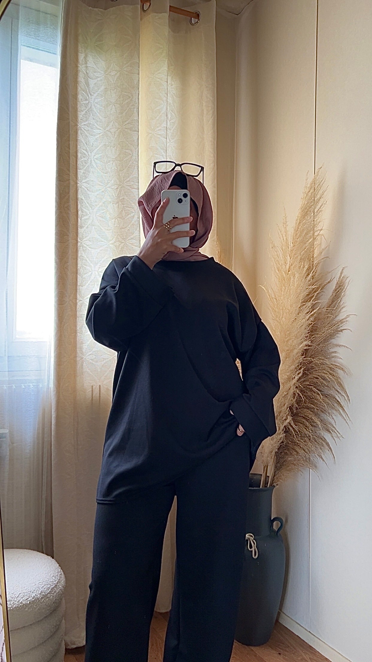 Ensemble casual pantalon & pull | Gris