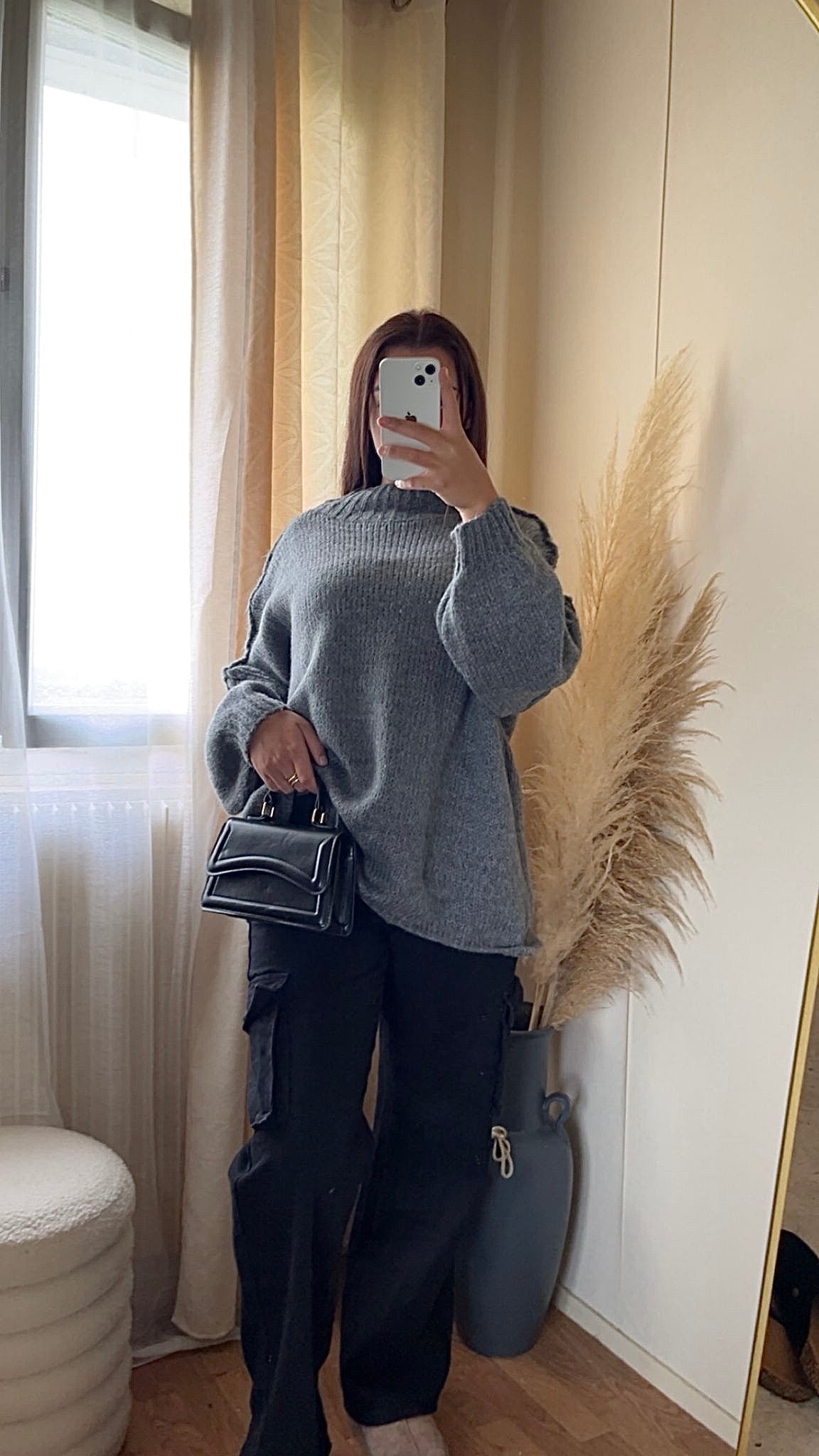 Pull oversize à col montant | Beige clair