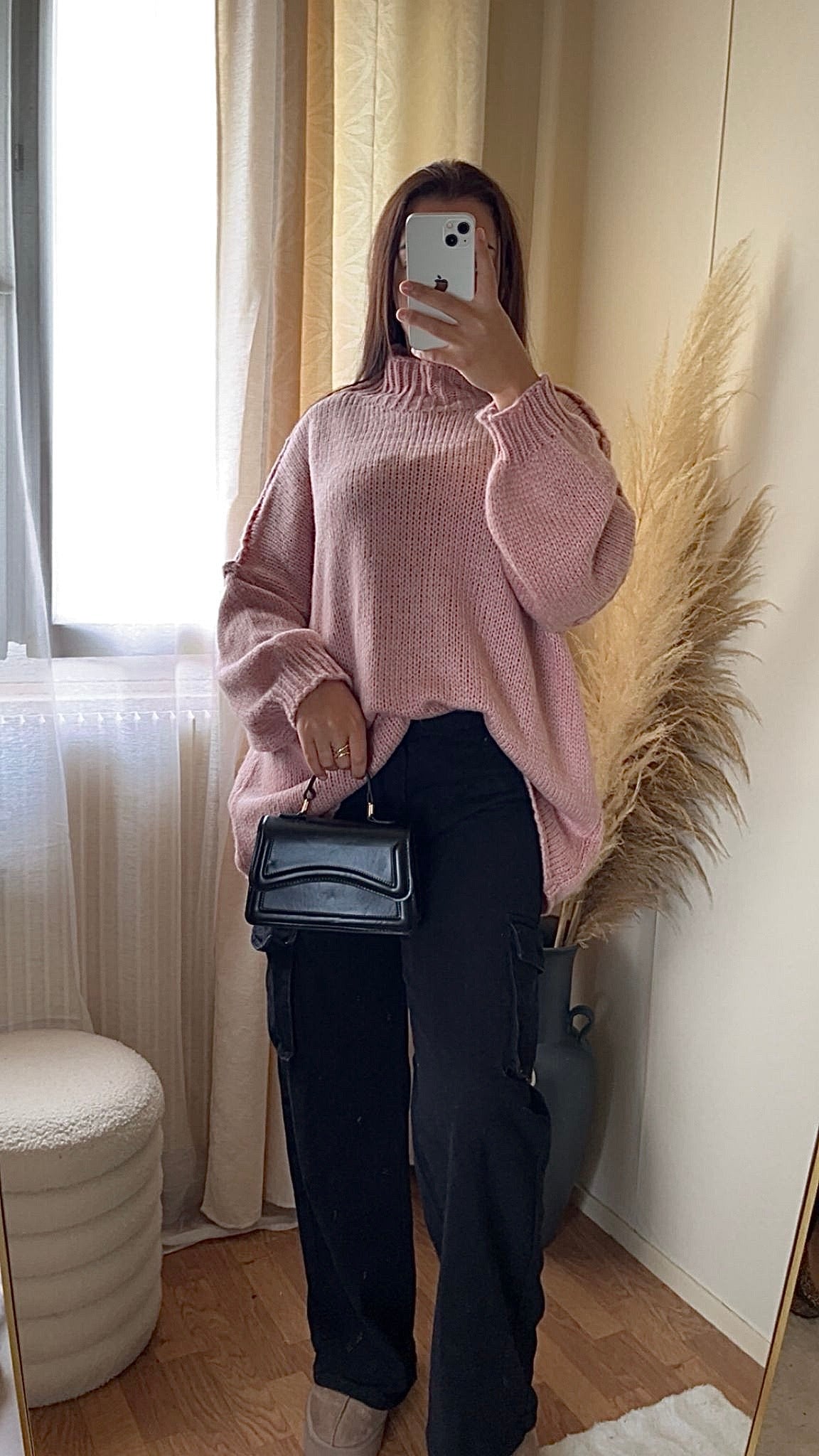 Pull oversize à col montant | Beige clair