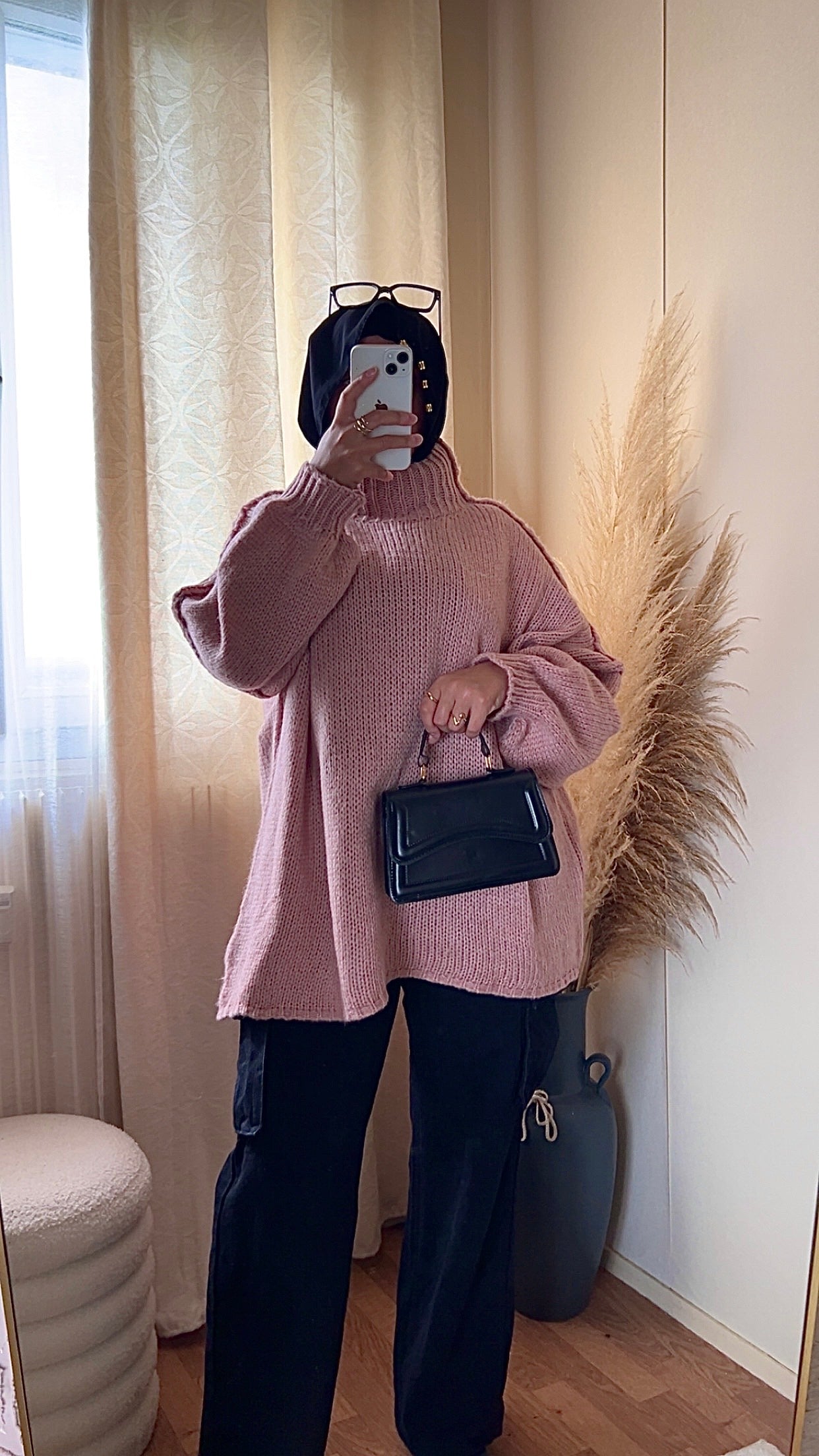 Pull oversize à col montant | Beige clair
