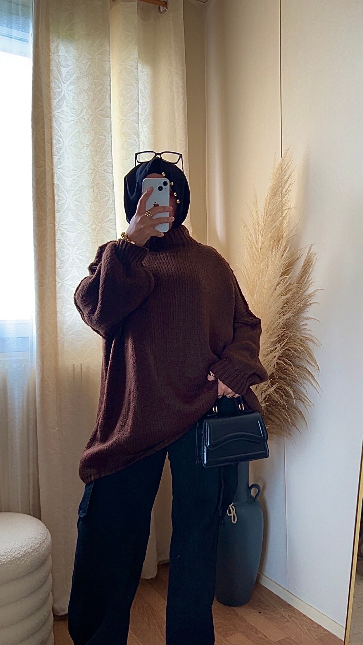 Pull oversize à col montant | Beige clair