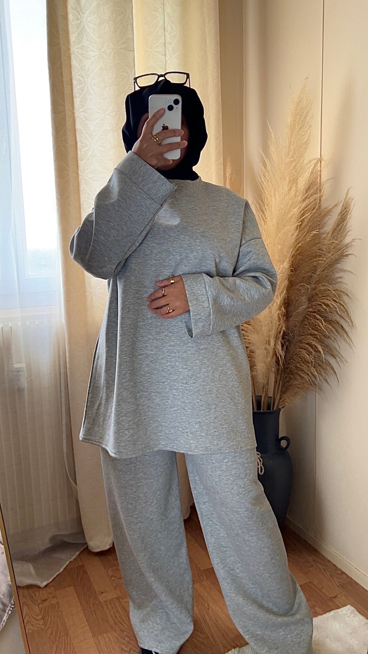 Ensemble casual pantalon & pull | Gris