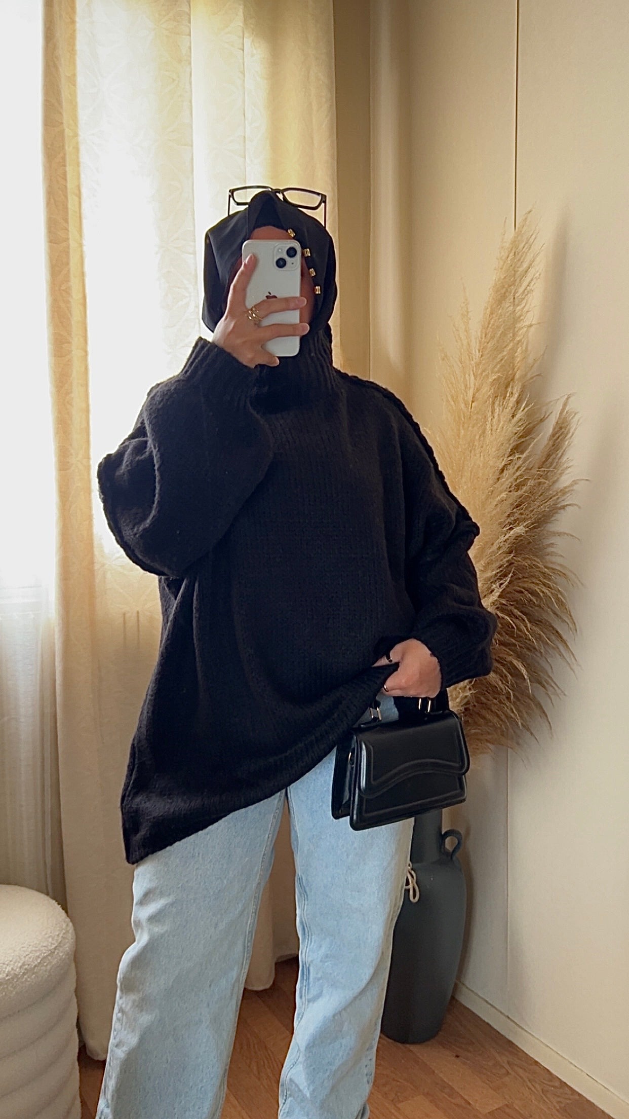 Pull oversize à col montant | Beige clair