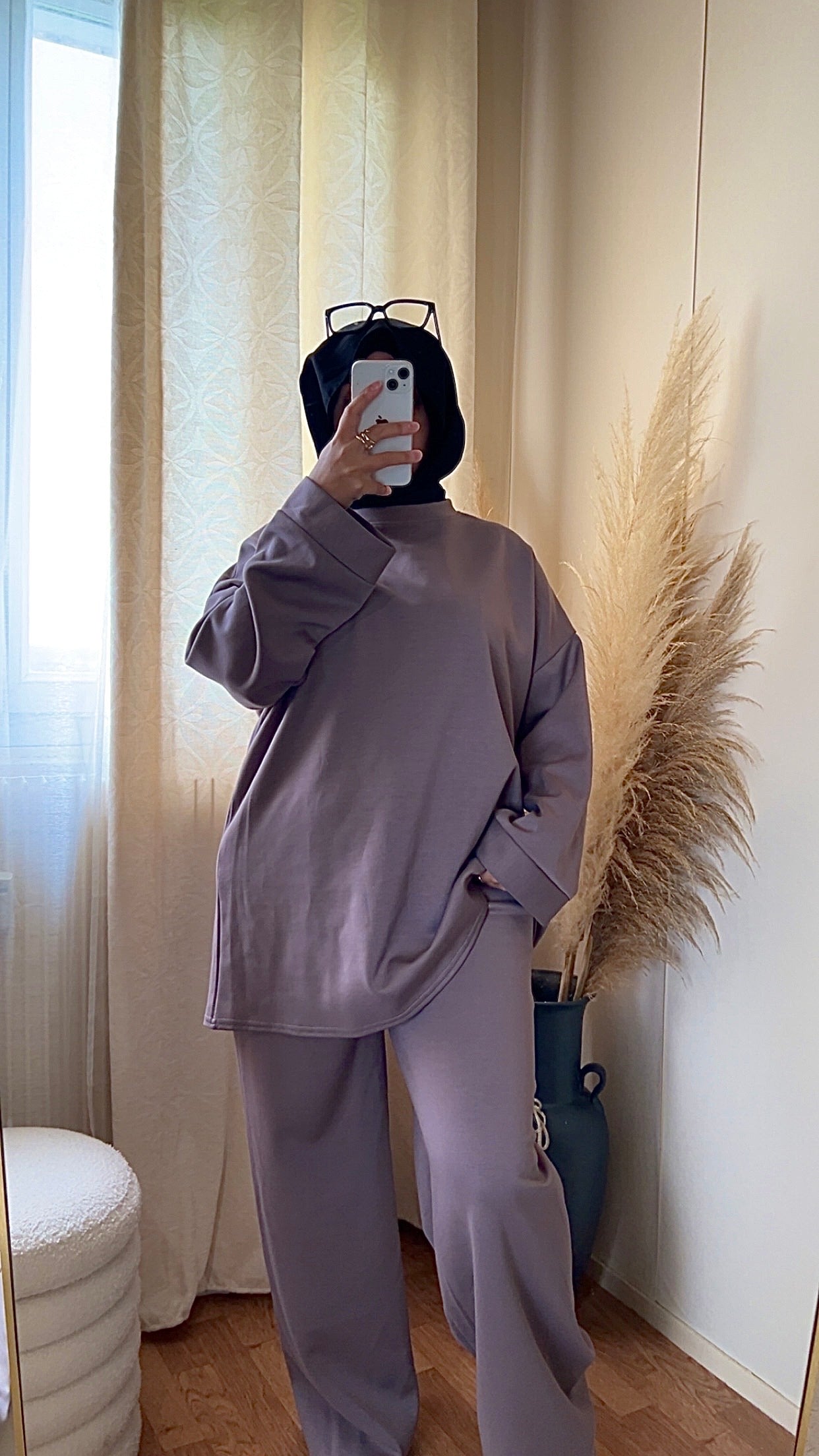 Ensemble casual pantalon & pull | Gris