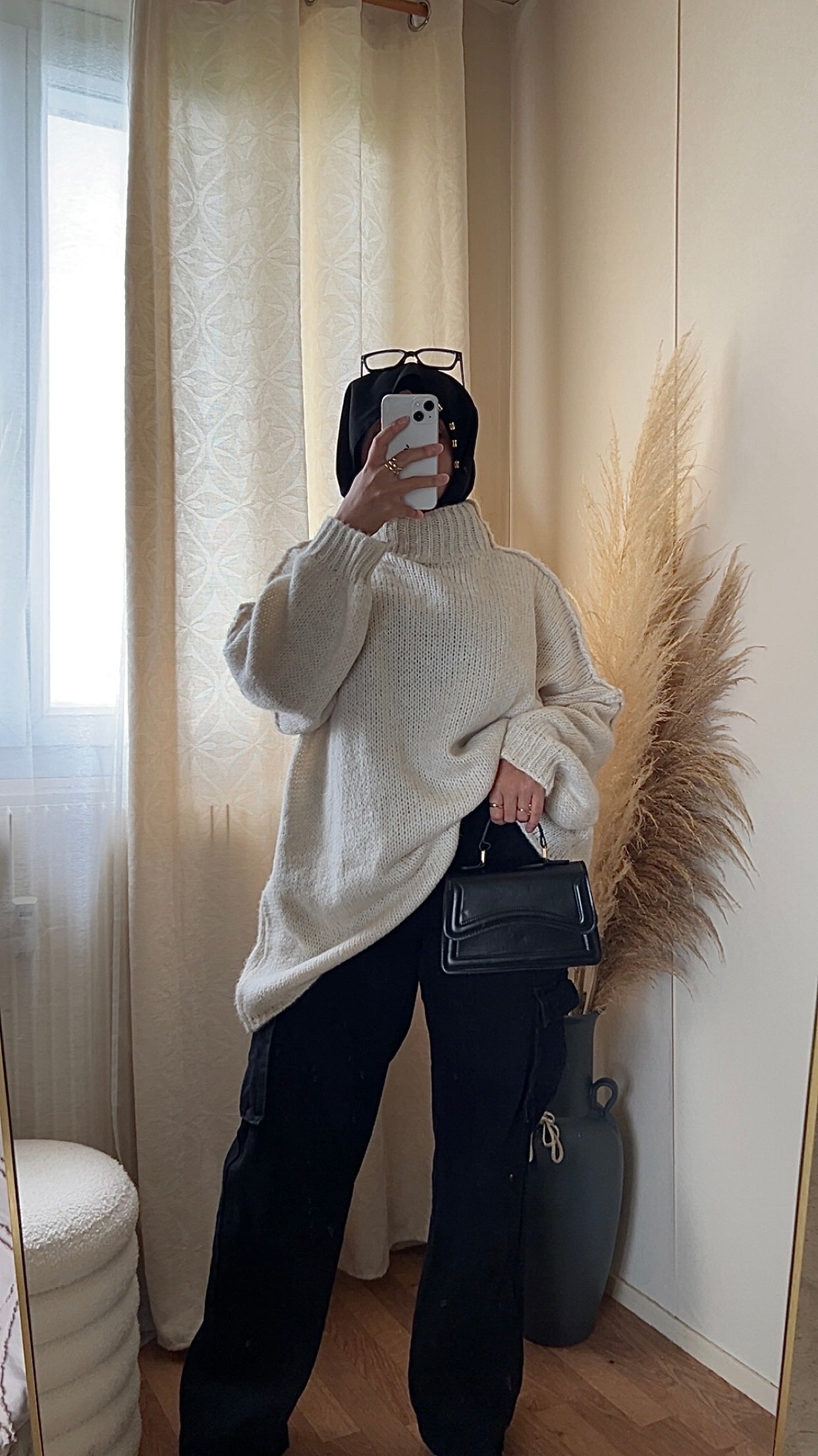 Pull oversize à col montant | Beige clair
