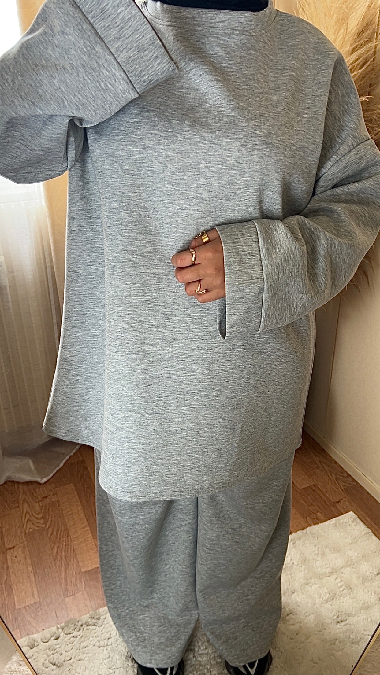 Ensemble casual pantalon & pull | Gris