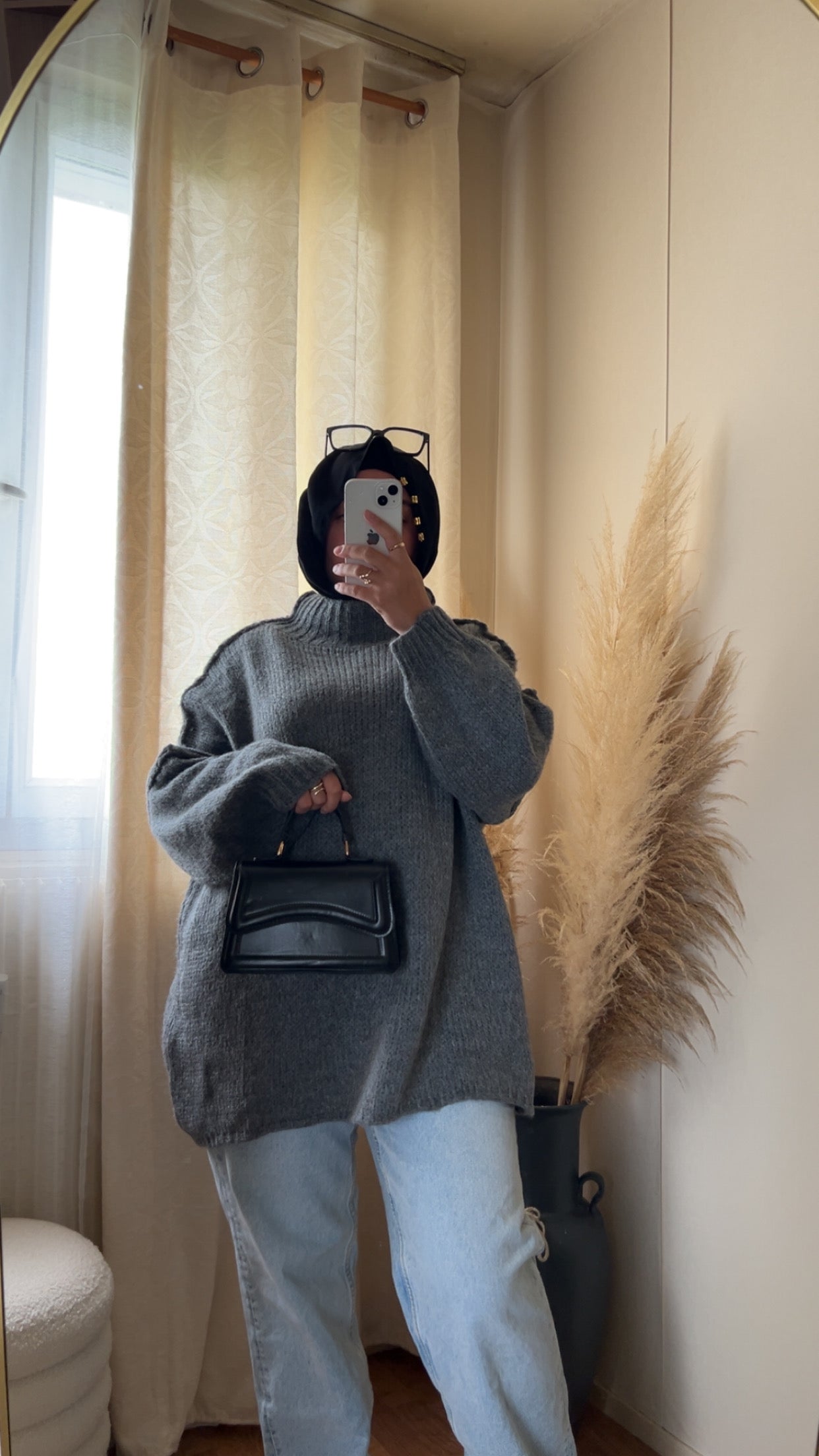 Pull oversize à col montant | Beige clair