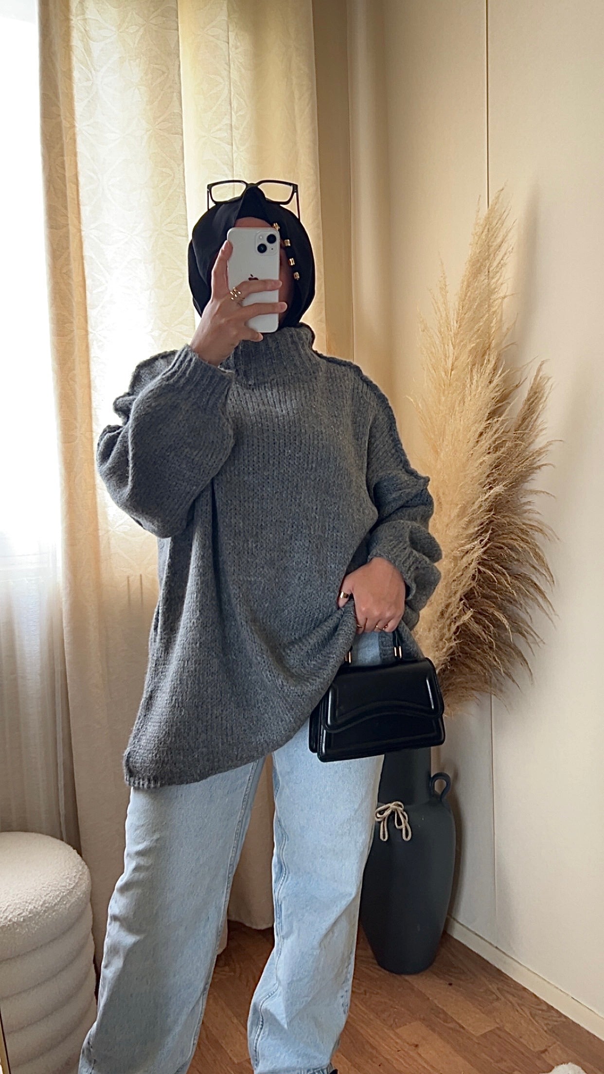 Pull oversize à col montant | Beige clair
