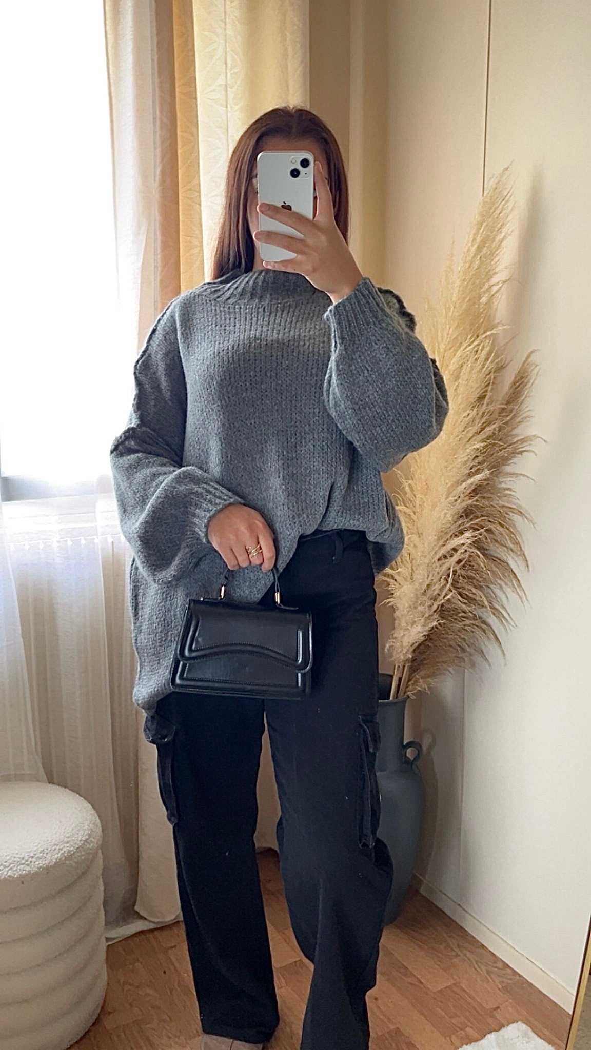 Pull oversize à col montant | Beige clair