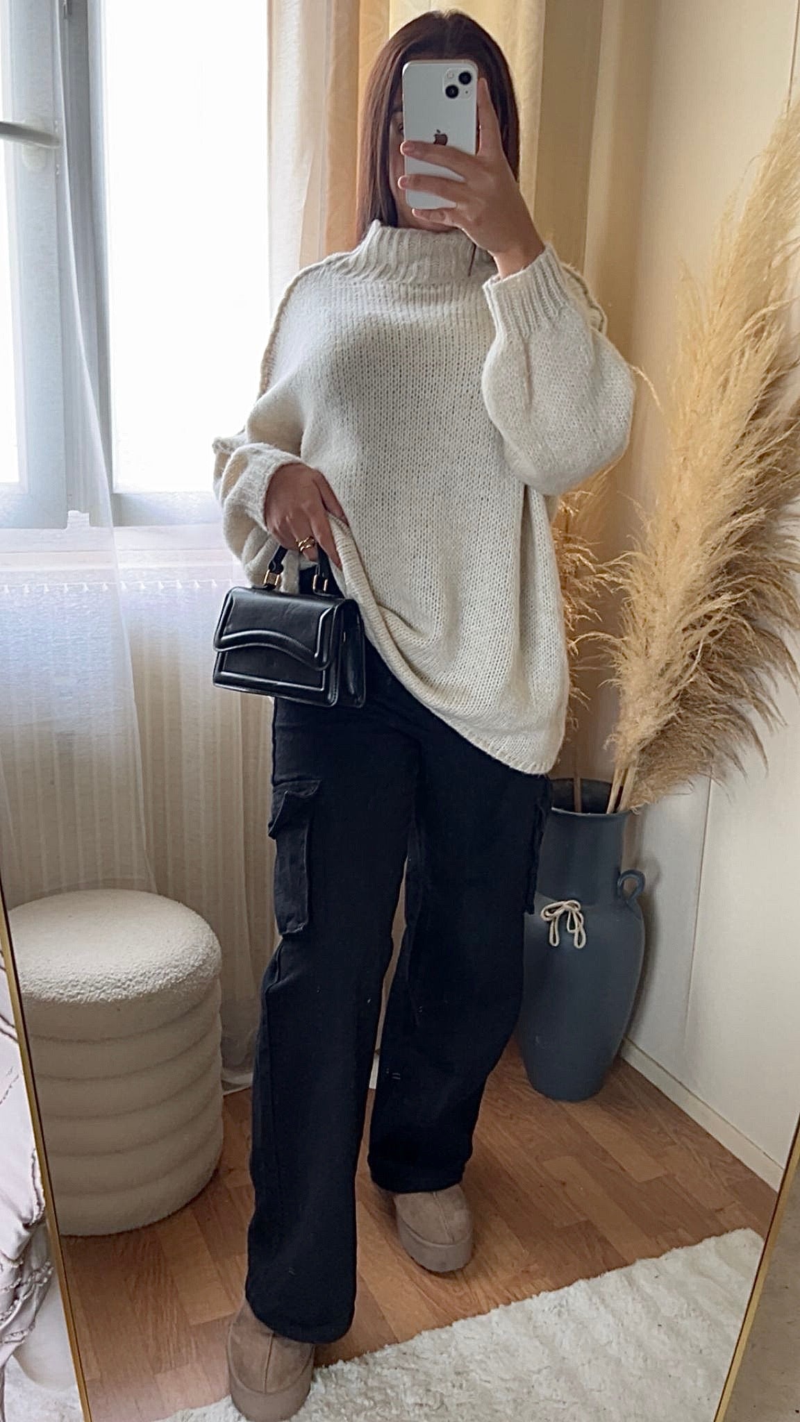 Pull oversize à col montant | Beige clair