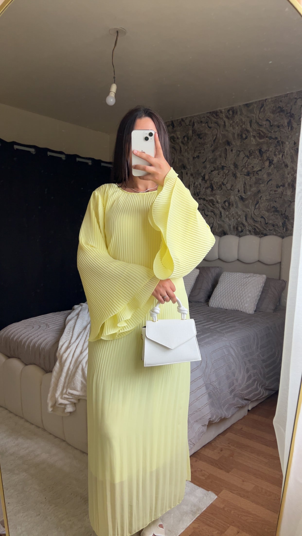 Robe plissée - Modèle Noura | Blanc