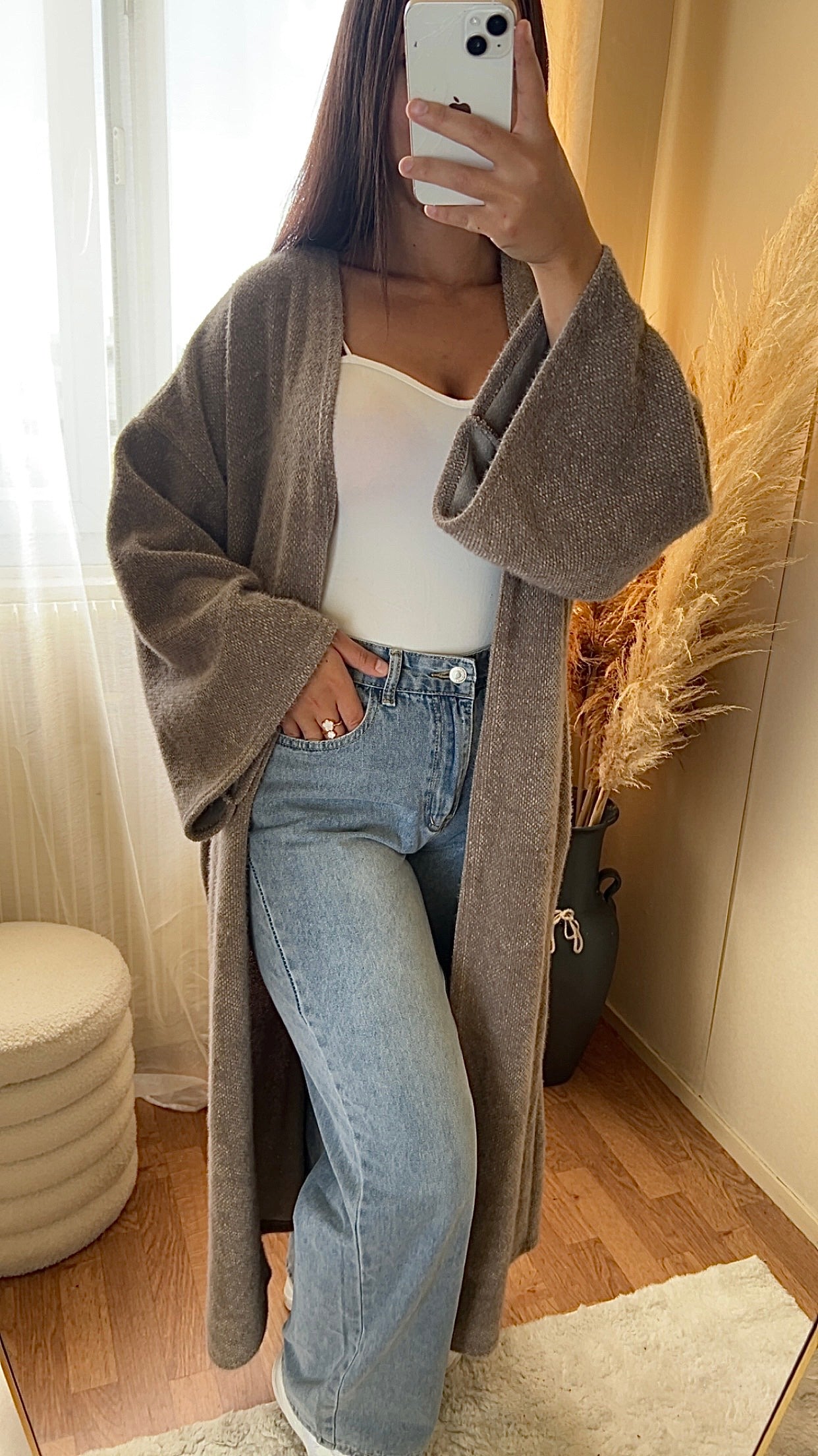 Gilet long et doux | Taupe