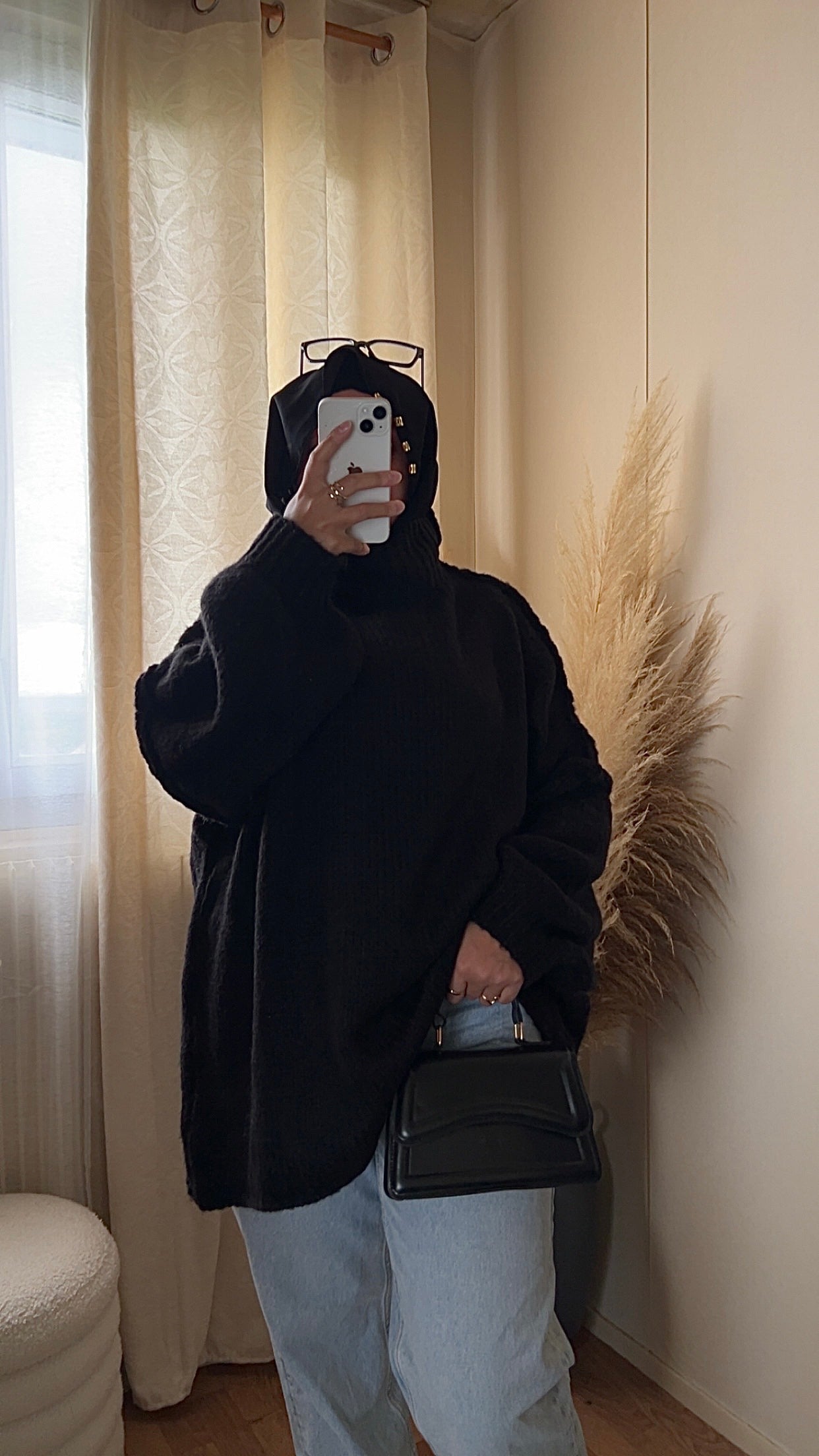 Pull oversize à col montant | Beige clair