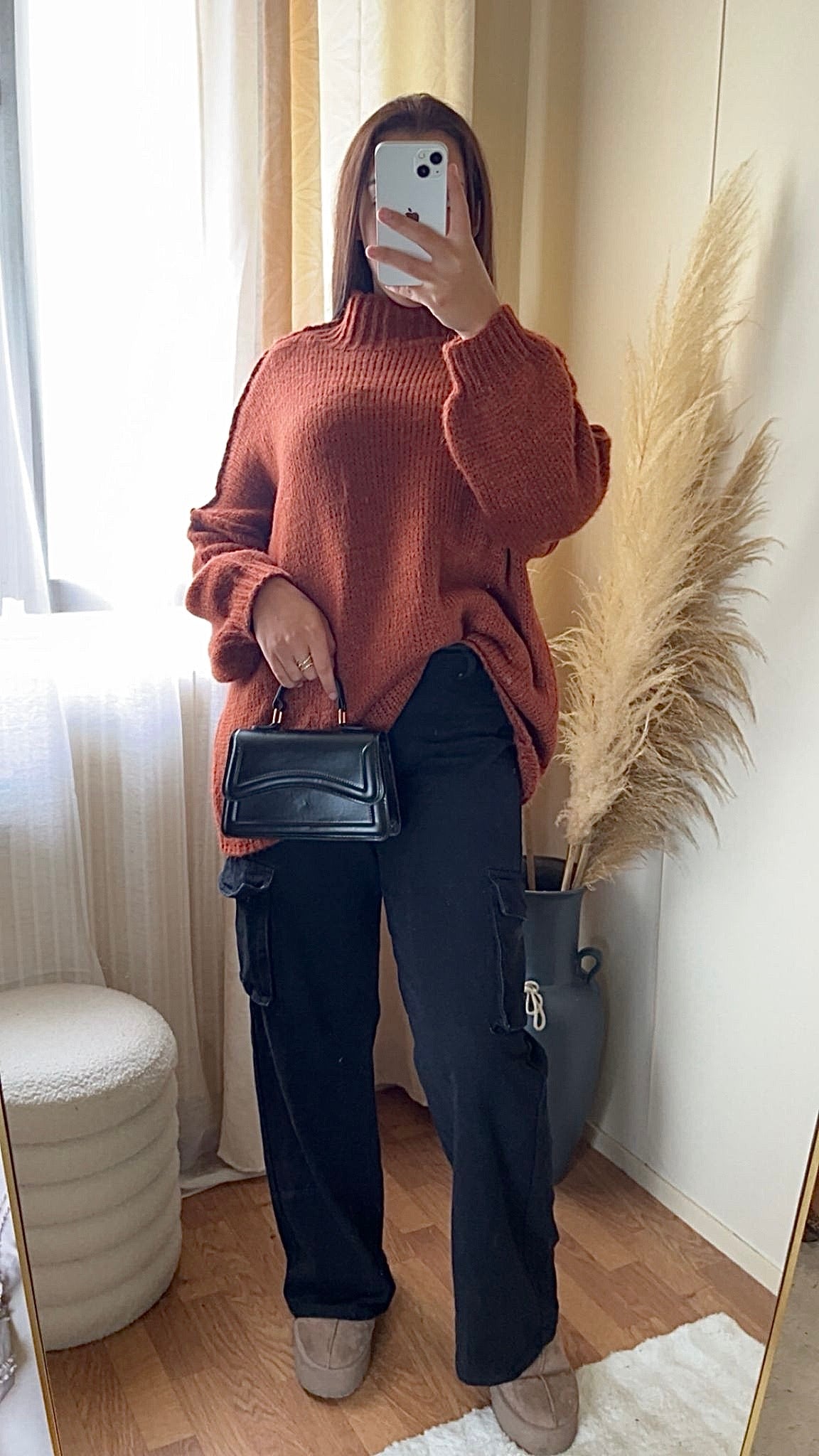 Pull oversize à col montant | Beige clair