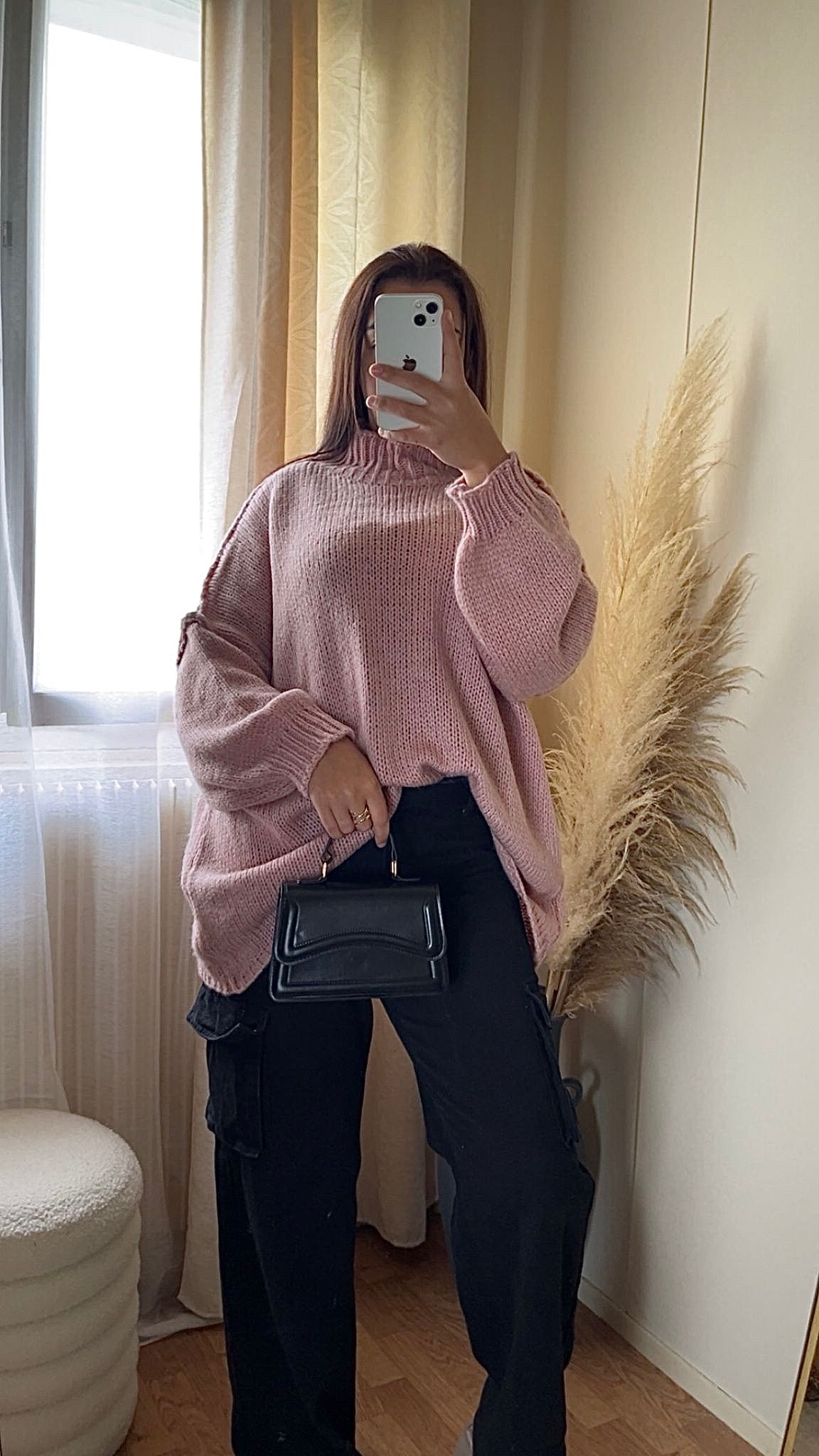 Pull oversize à col montant | Beige clair