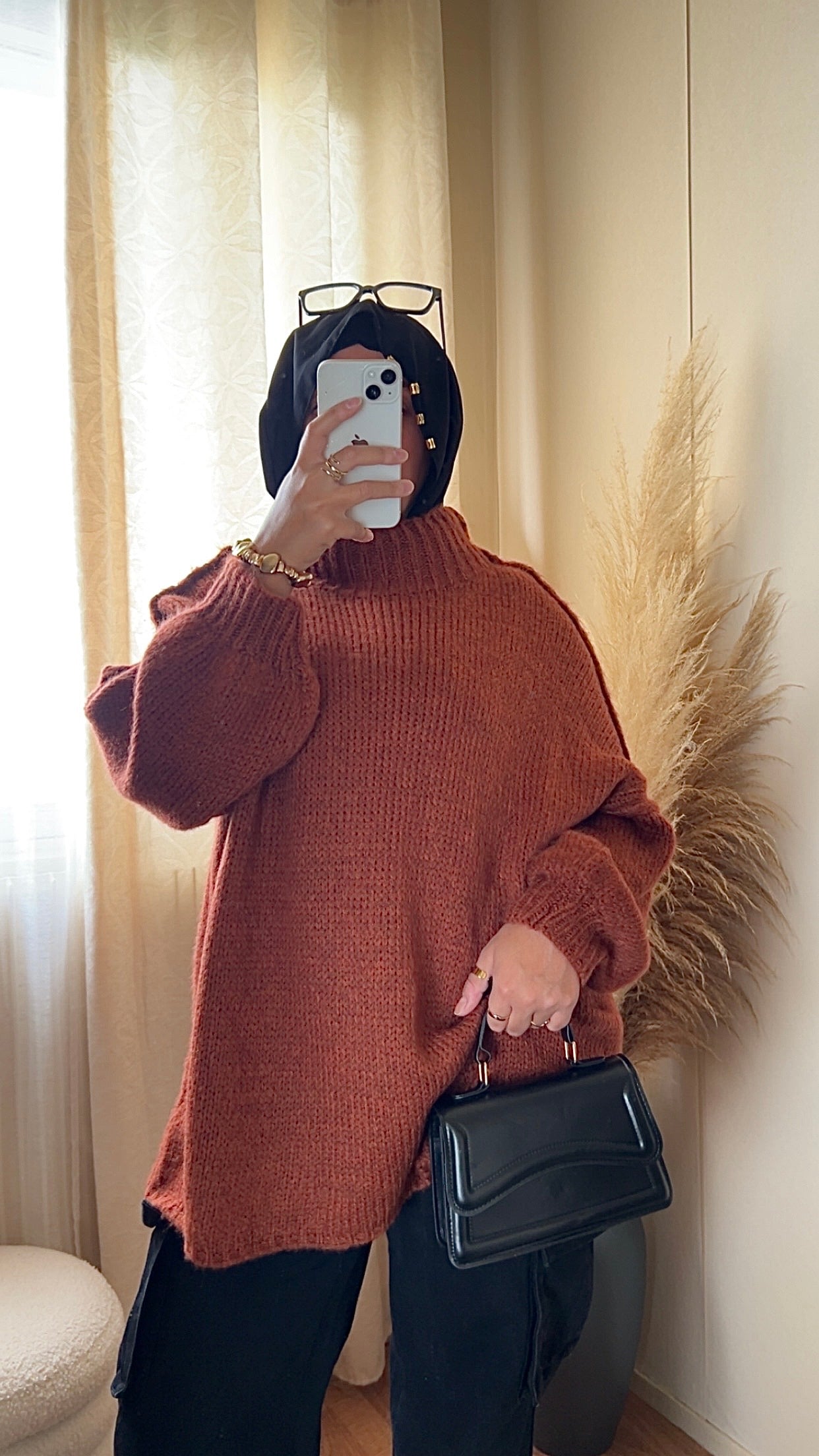 Pull oversize à col montant | Beige clair