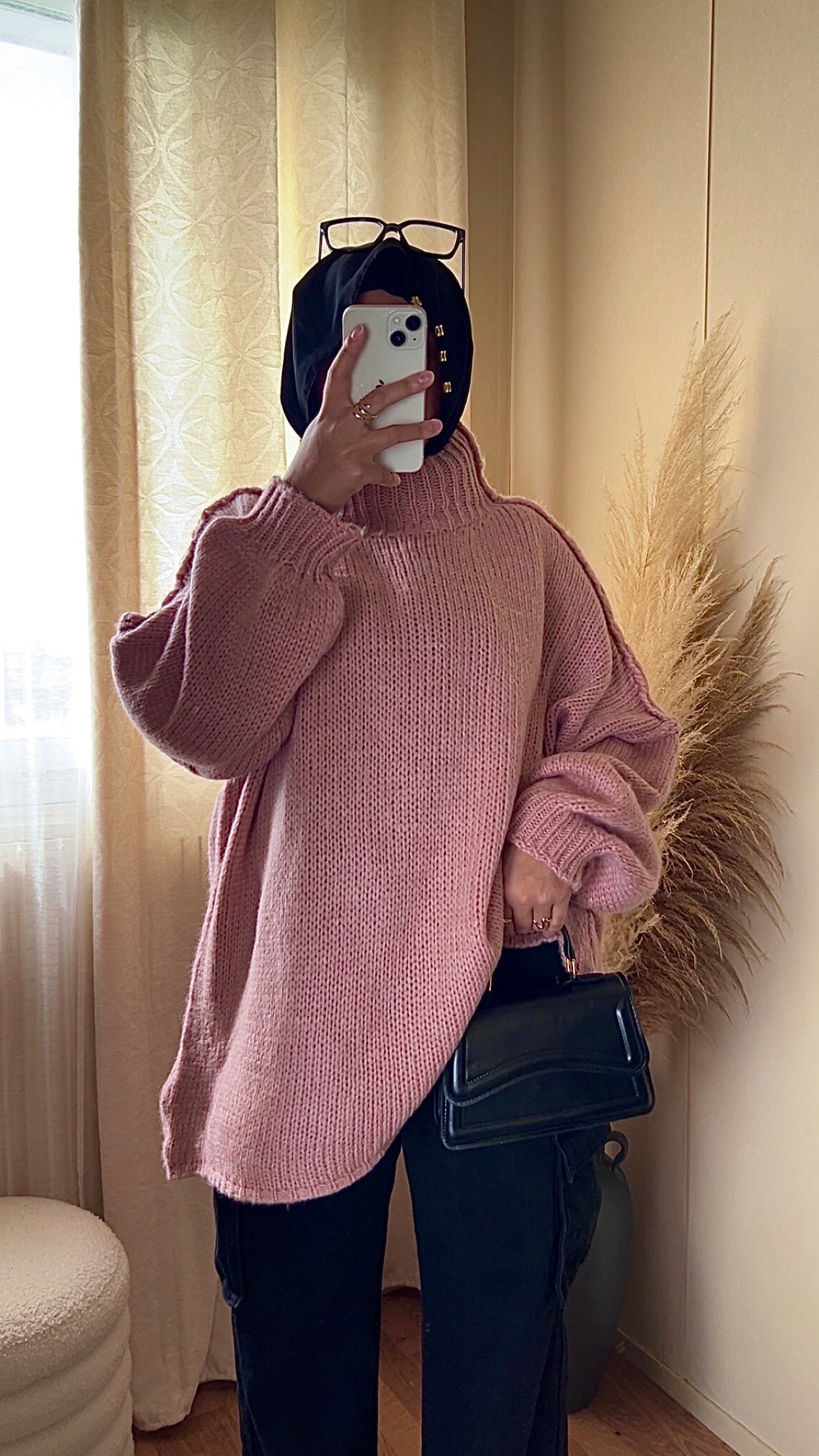 Pull oversize à col montant | Beige clair