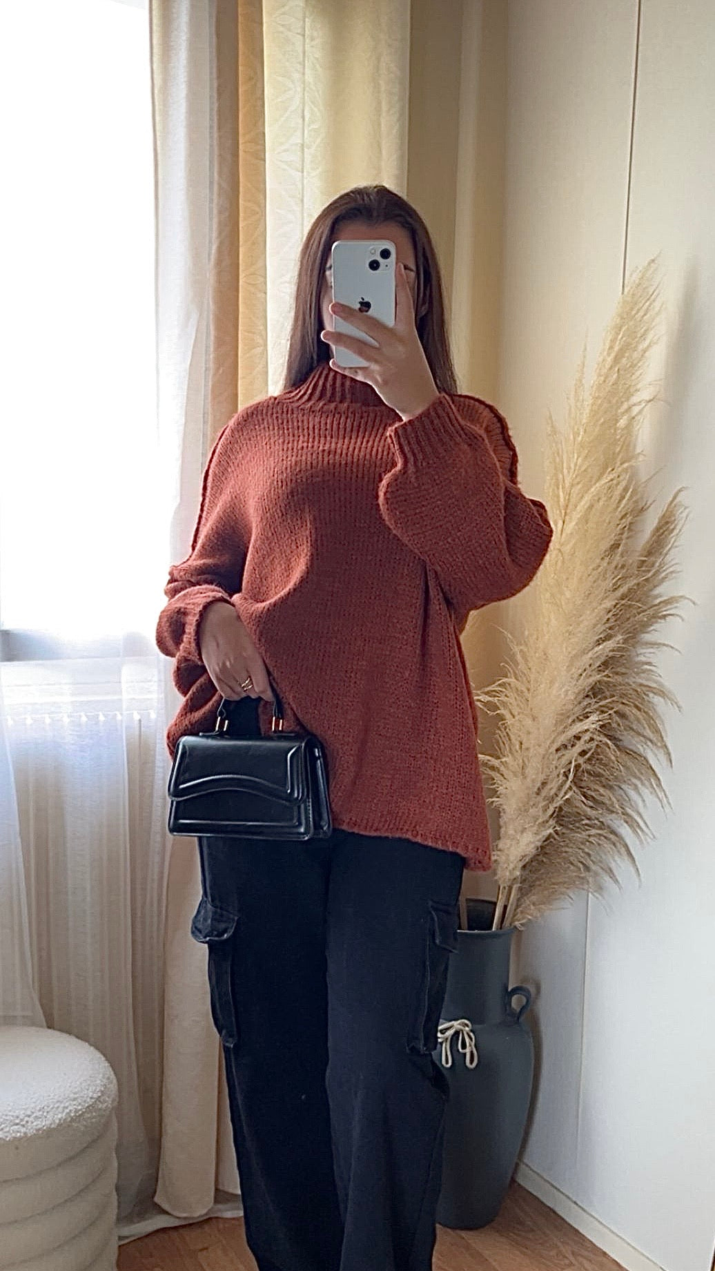 Pull oversize à col montant | Beige clair