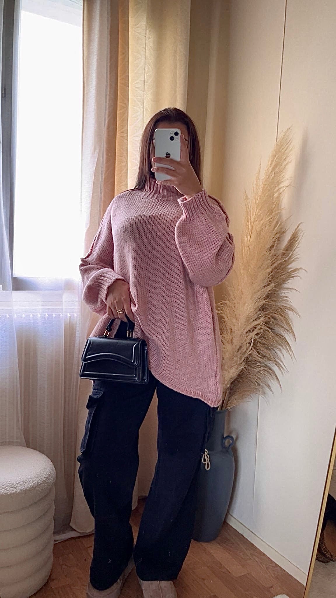 Pull oversize à col montant | Beige clair