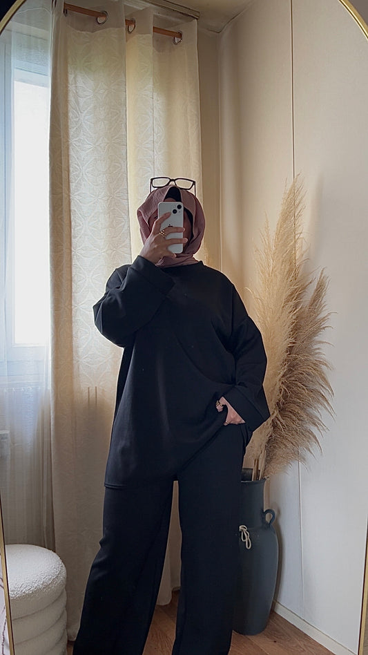 Ensemble casual pantalon & pull | Or rosé