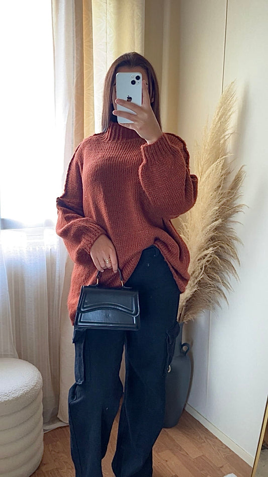 Pull oversize à col montant | Beige clair