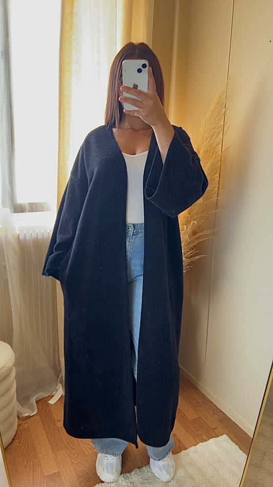 Gilet long épais et doux | Noir