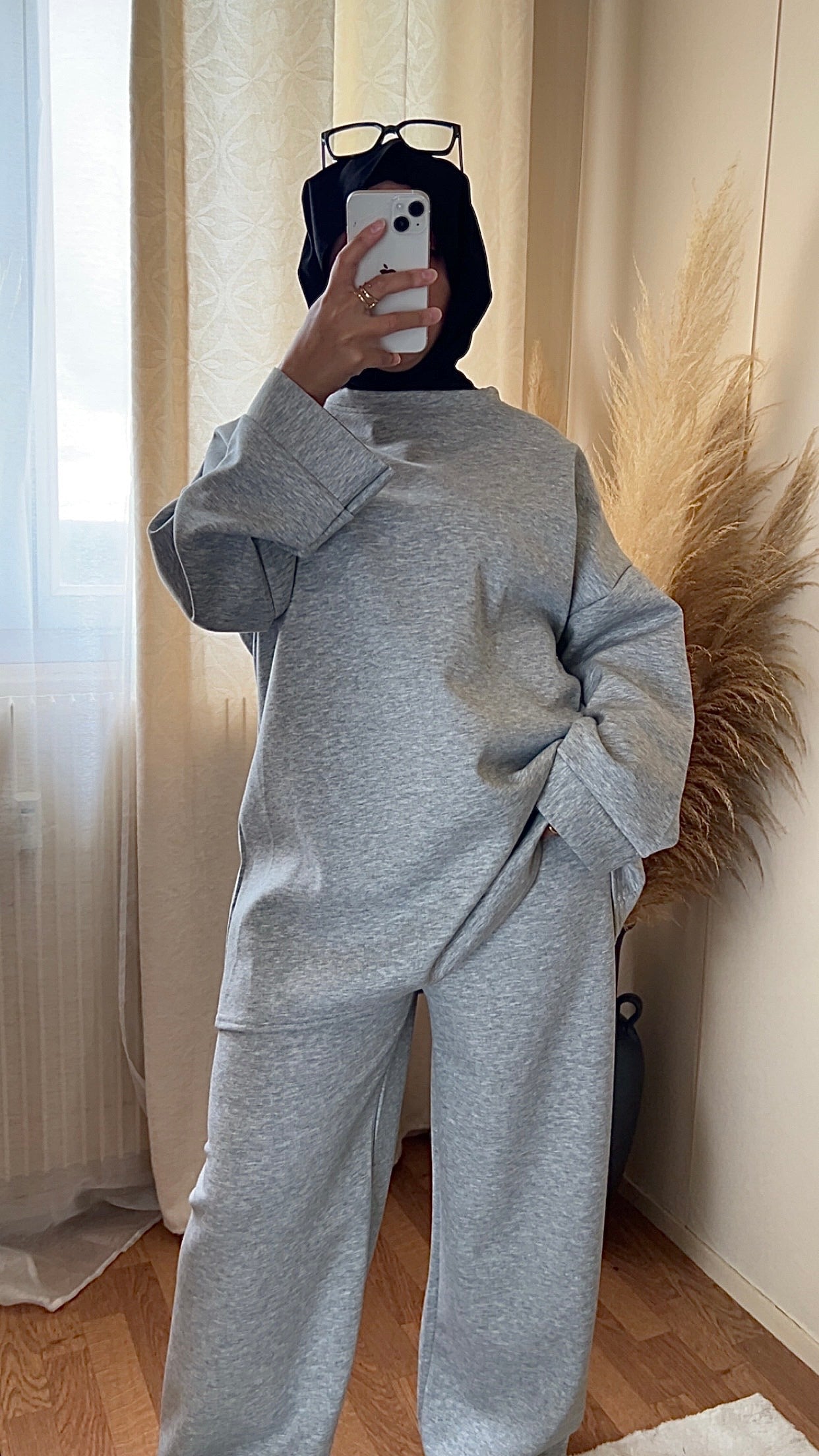 Ensemble casual pantalon & pull | Or rosé